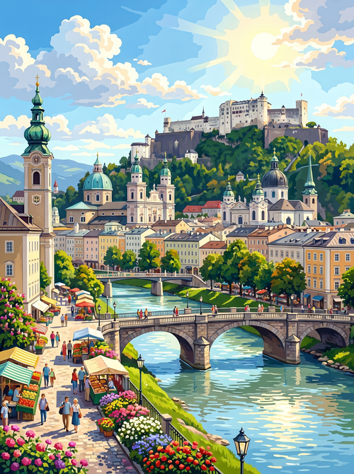 Salzburg Old Town (150 Color Diamond Painting)