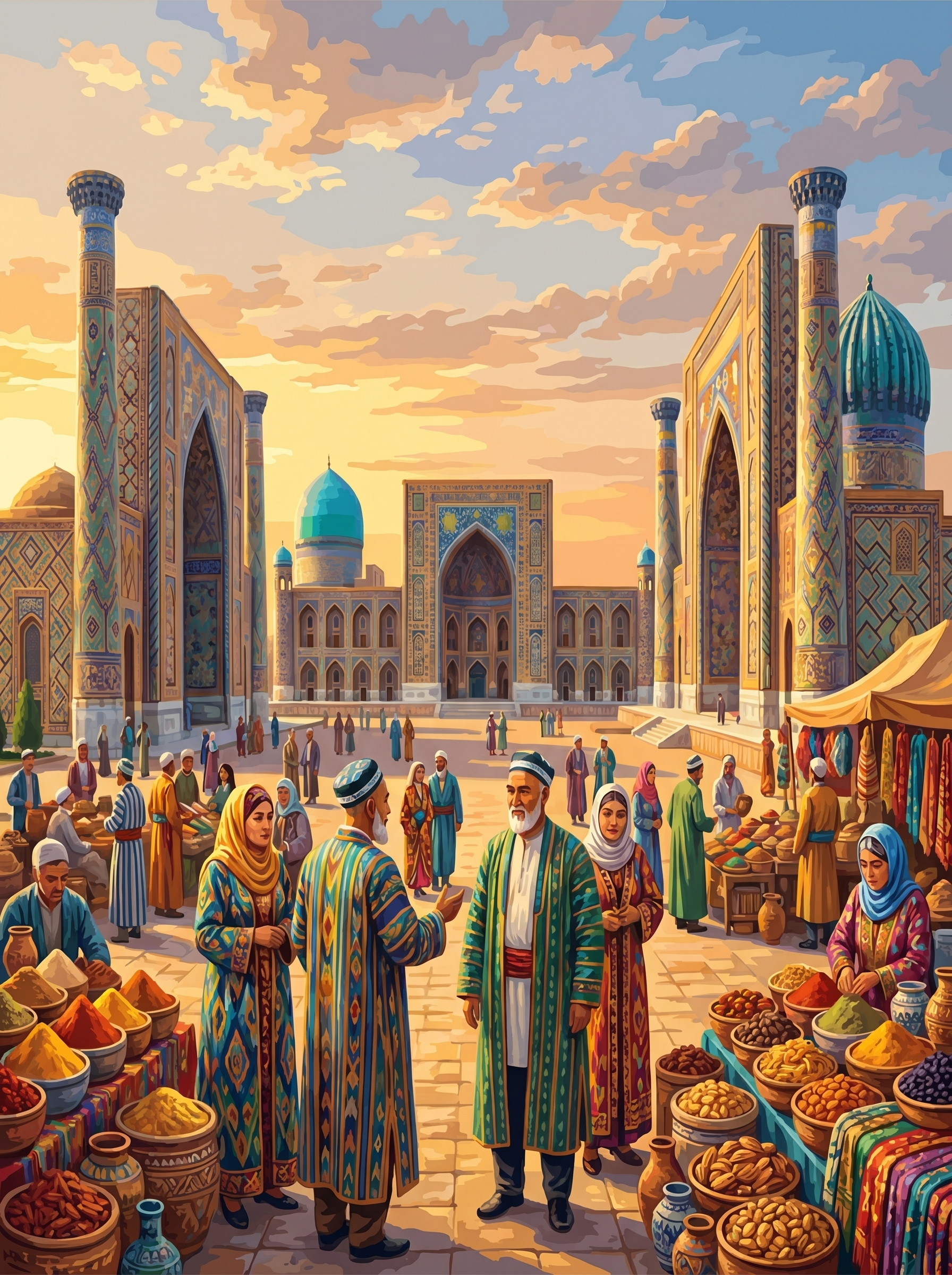 Samarkand Registan Evening (150 Color Diamond Painting)