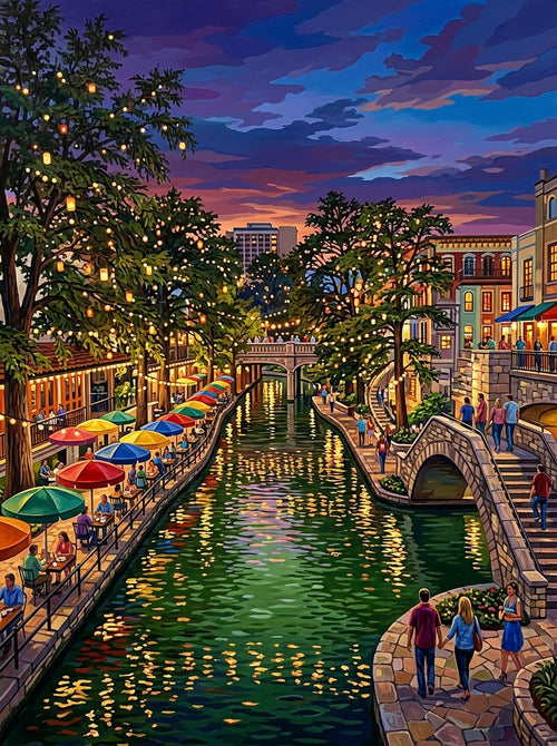 San Antonio Riverwalk Evening (150 Color Diamond Painting)