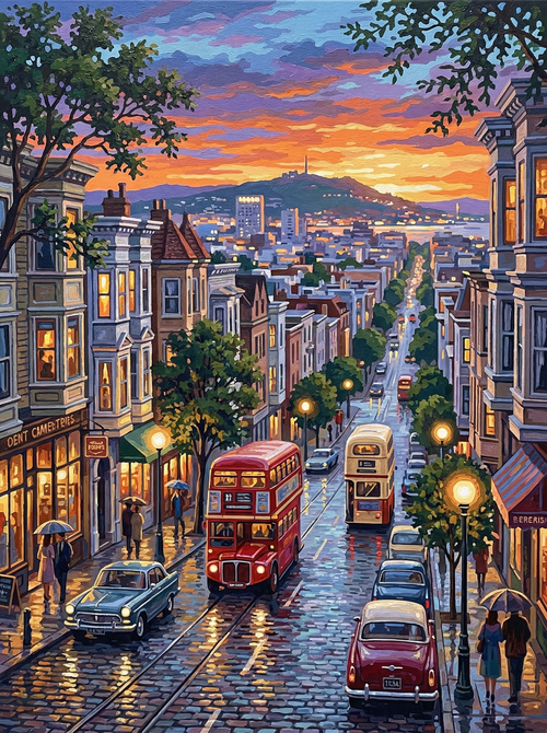 San Francisco Hills Golden Gate (100 Color Diamond Painting)