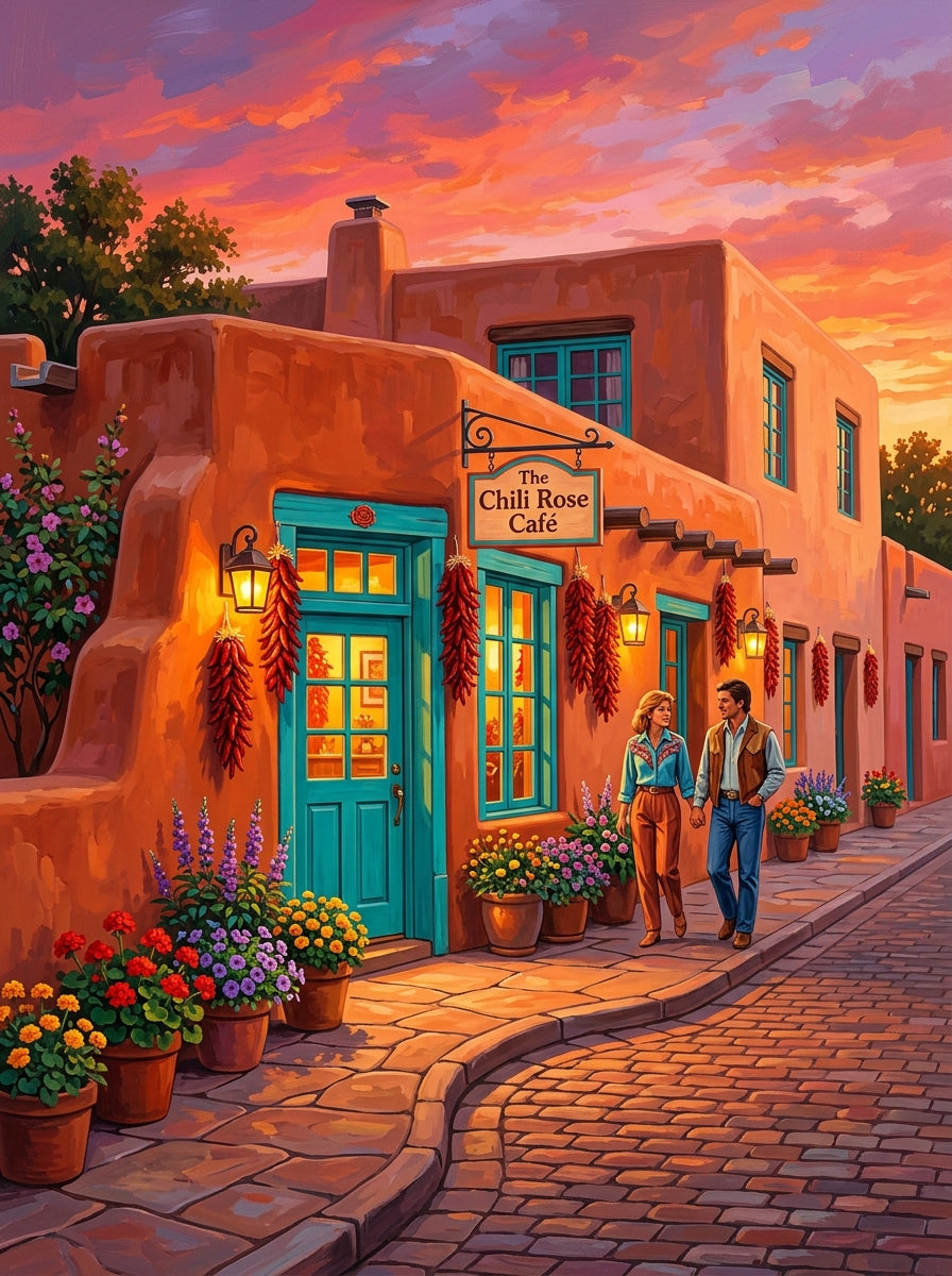 Santa Fe Adobe Sunset Clean (150 Color Diamond Painting)