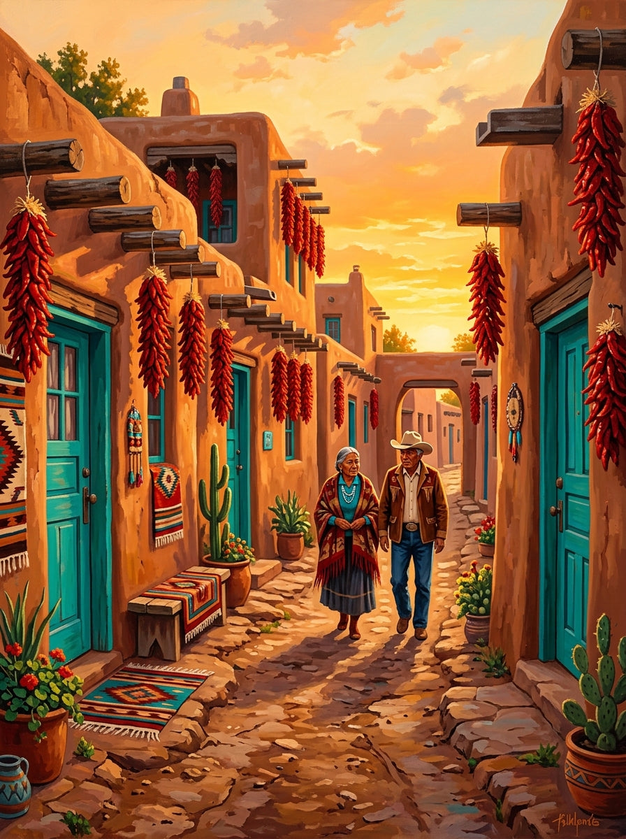 Santa Fe Adobe Sunset Documentary (150 Color Diamond Painting)