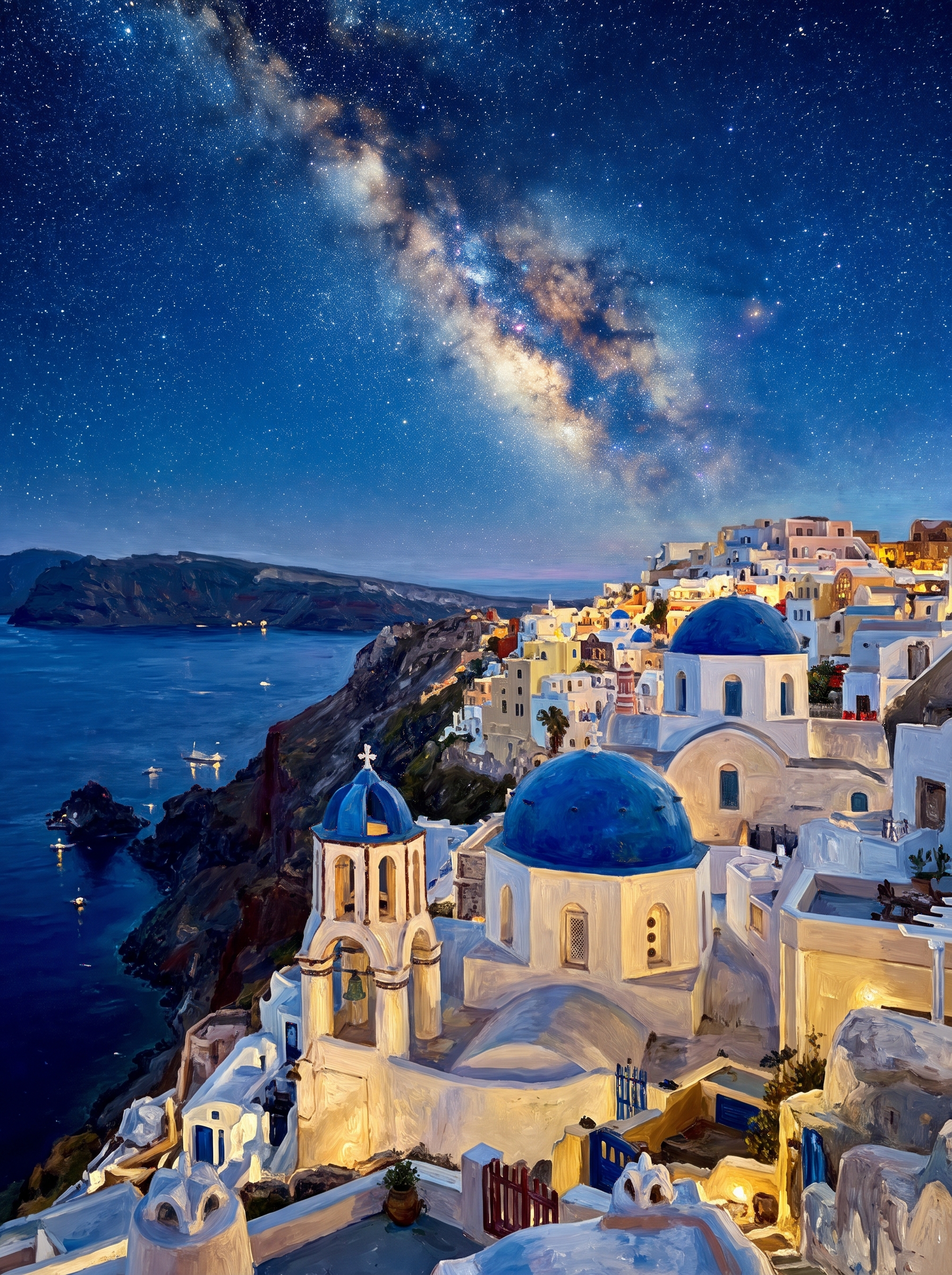 Santorini Night Starry Sky