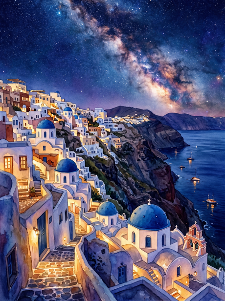 Milky Way over Oia, Santorini