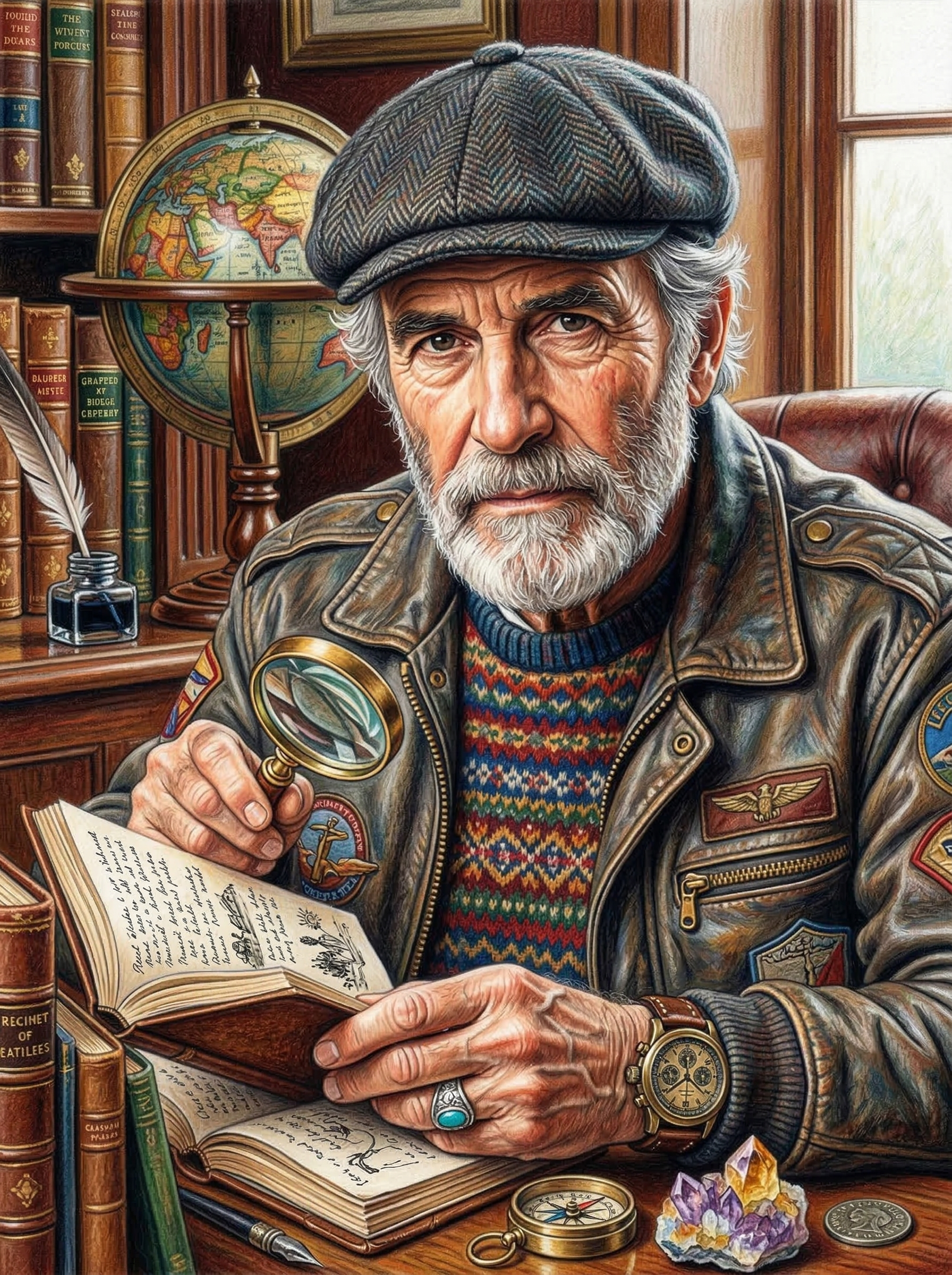 Scholar With Magnifying Glass (100 Color Diamond Painting) Diamond Painting kit