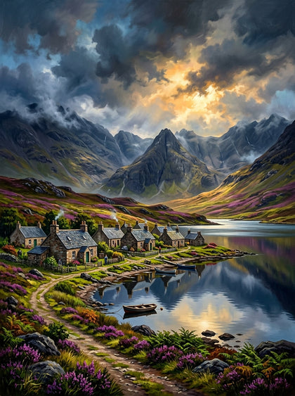 Scottish Highlands Loch (150 Color Diamond Painting) Diamond Painting kit