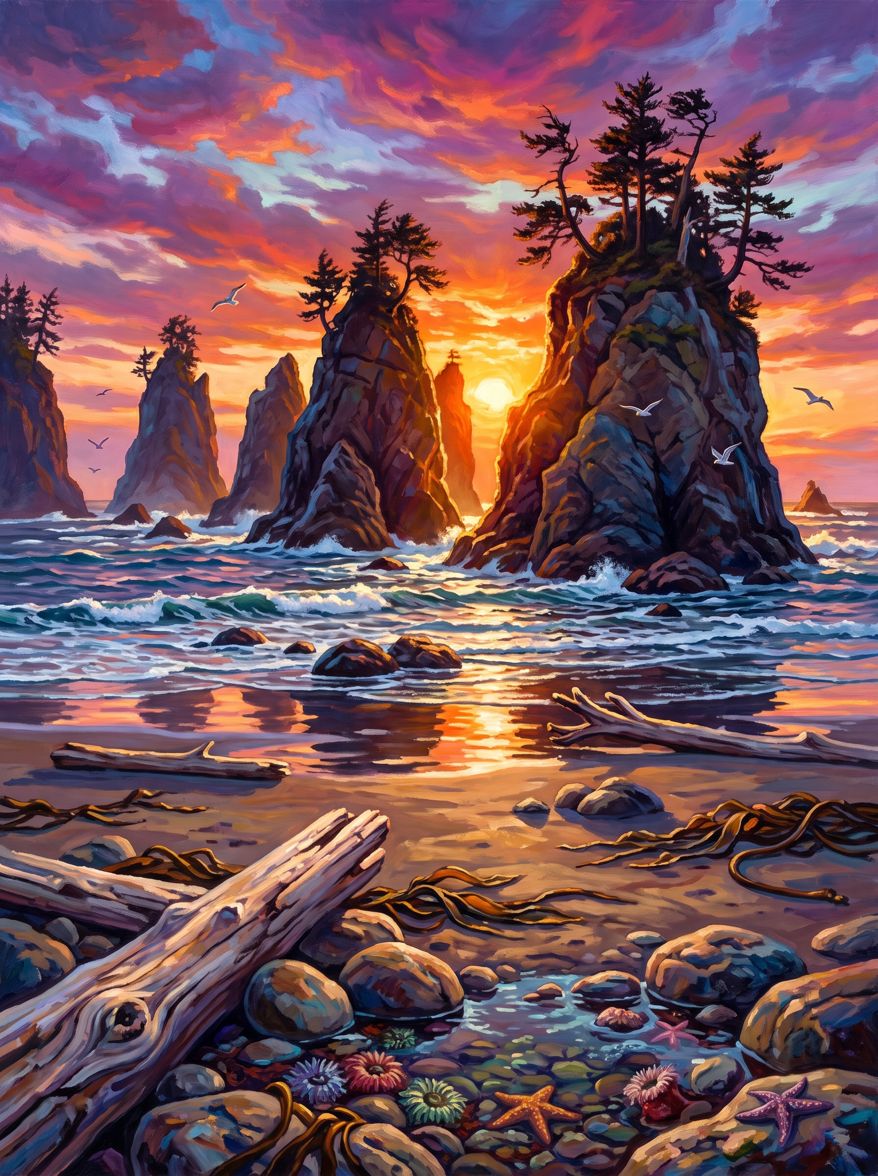 Sea Stacks at Sunset