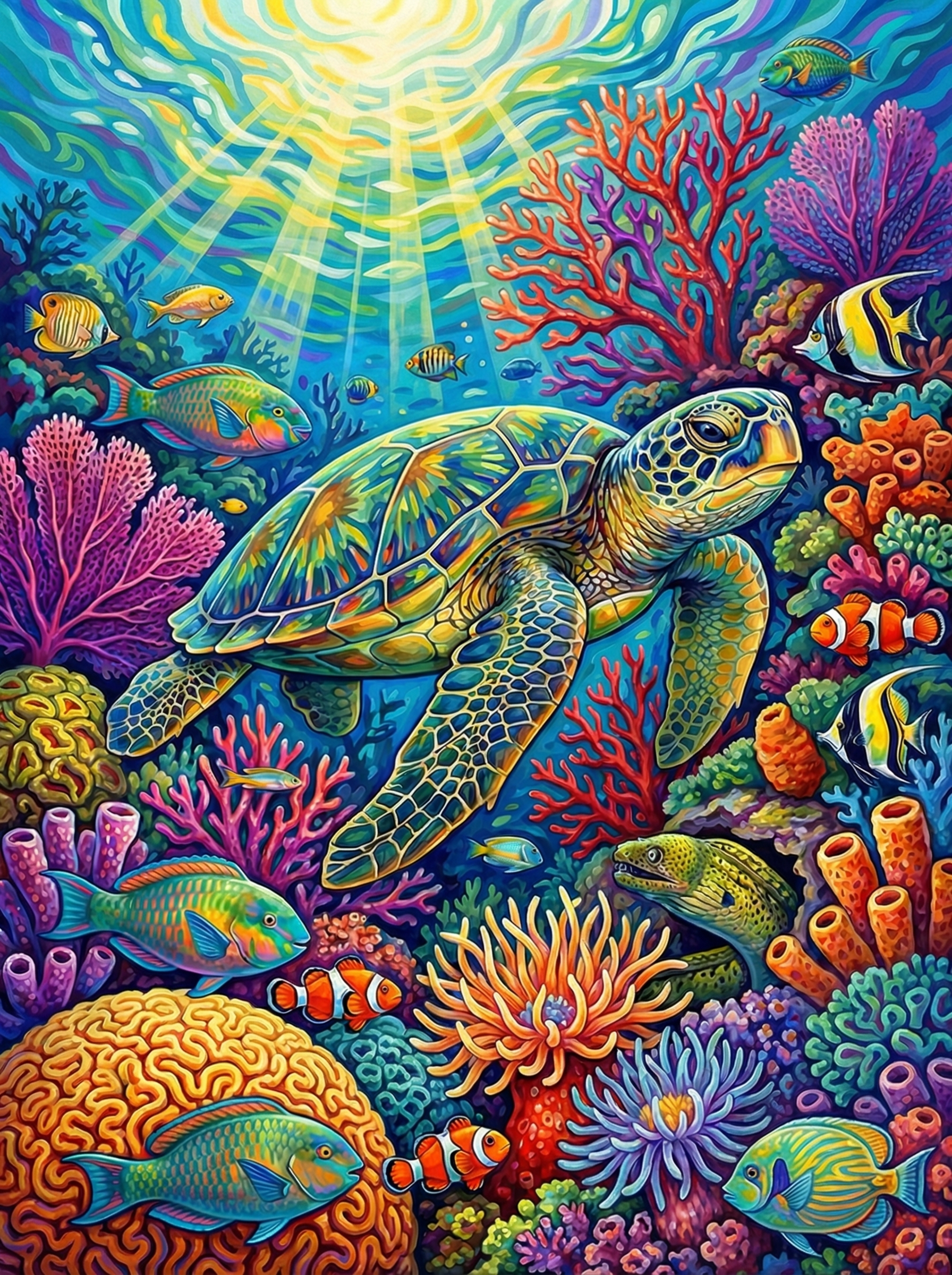Sea Turtle Paradise (100 Color Diamond Painting)