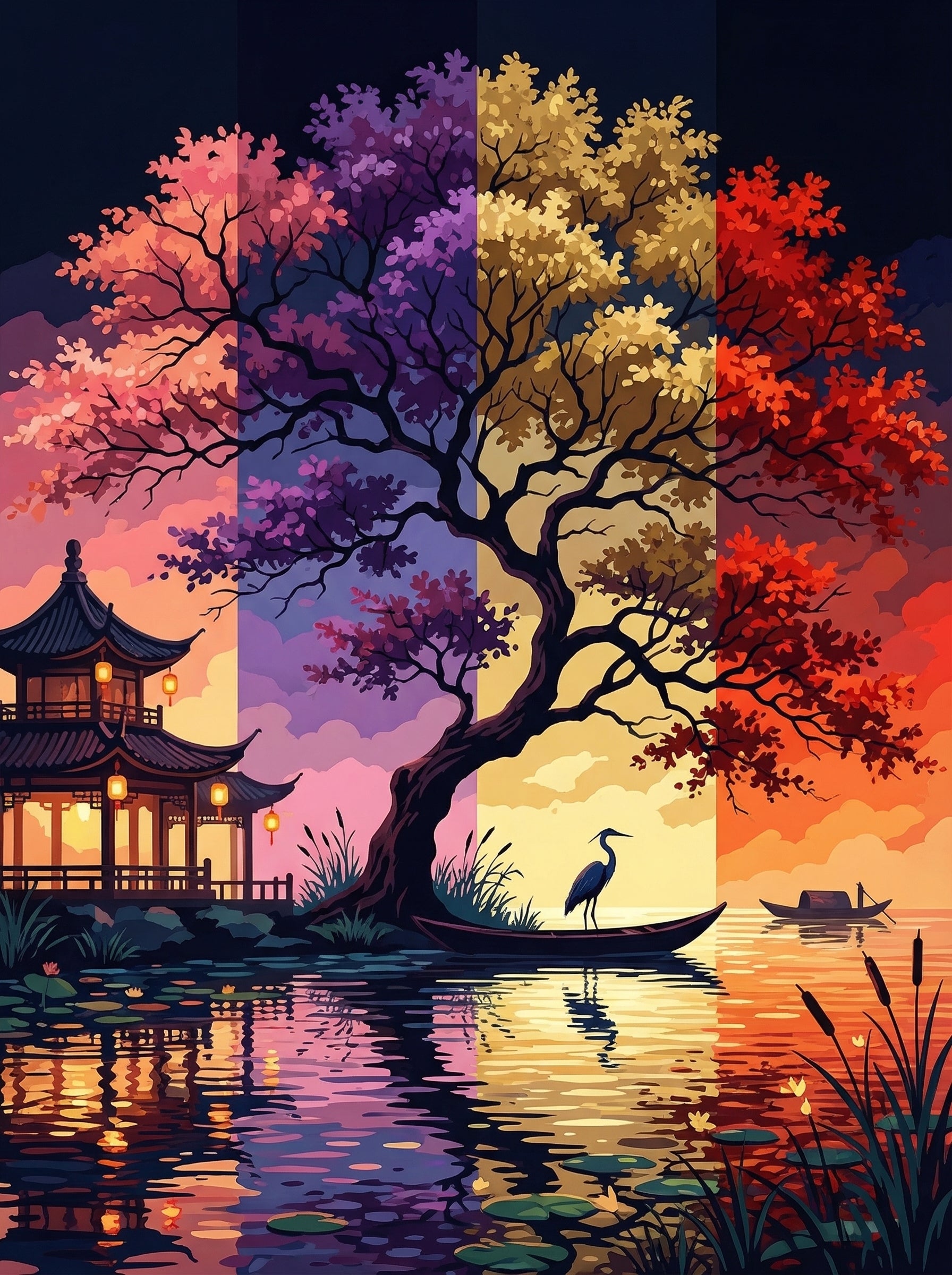 Seasons Tree Silhouette (Diamond Painting)
