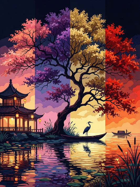 Seasons Tree Silhouette (Diamond Painting)