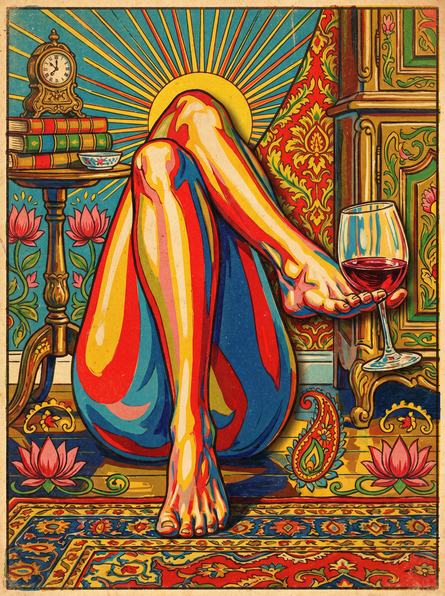 Seated Woman Wine (150 Color Diamond Painting)