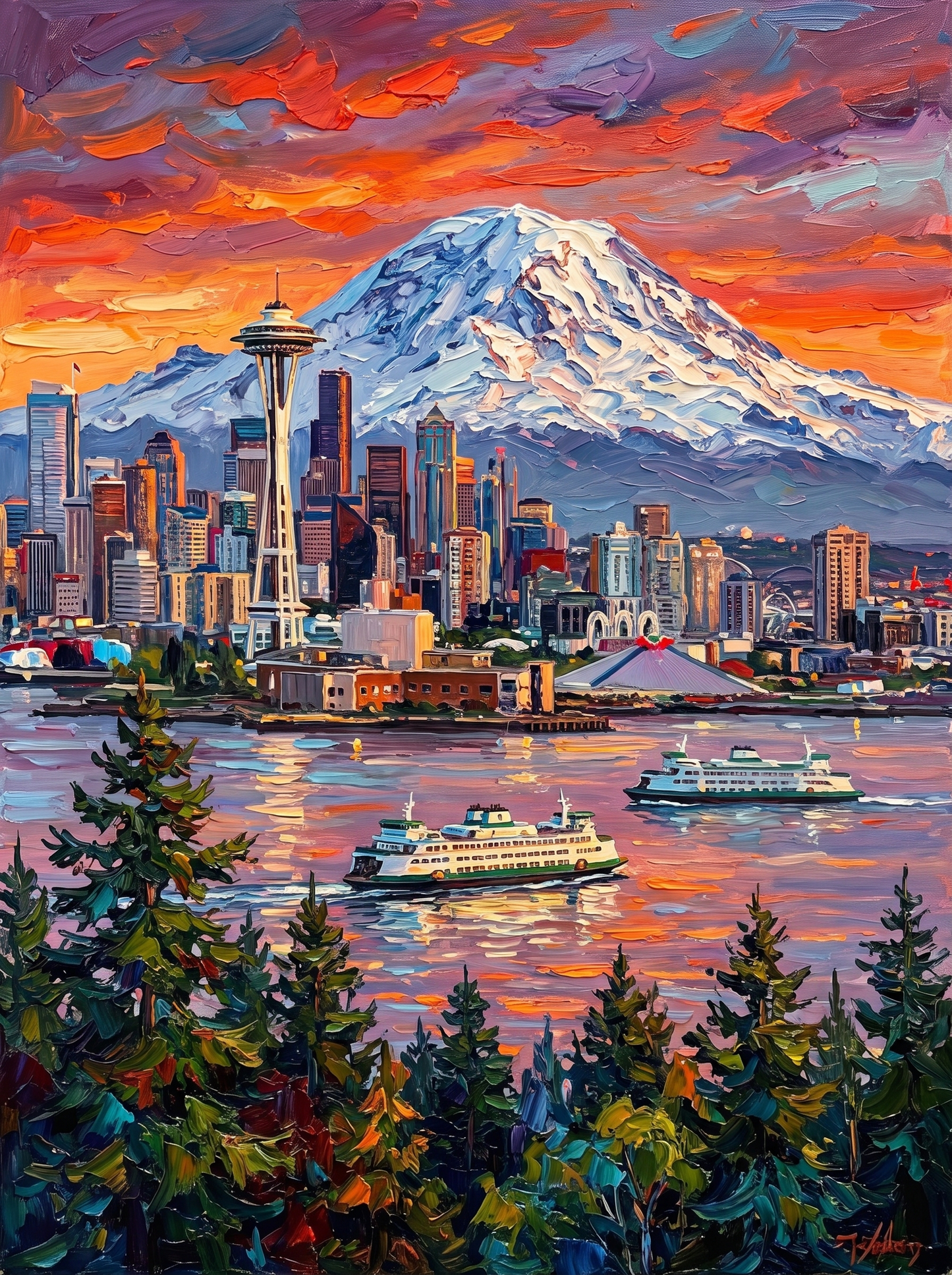 Mount Rainier over Seattle
