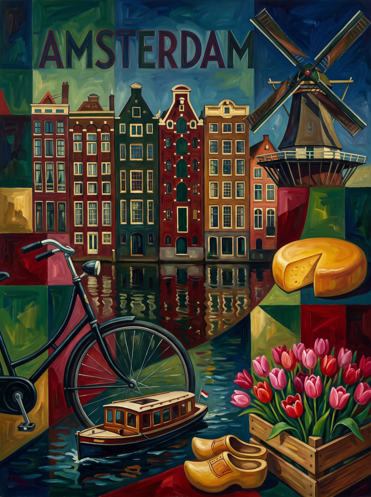 Amsterdam Canal And Windmill