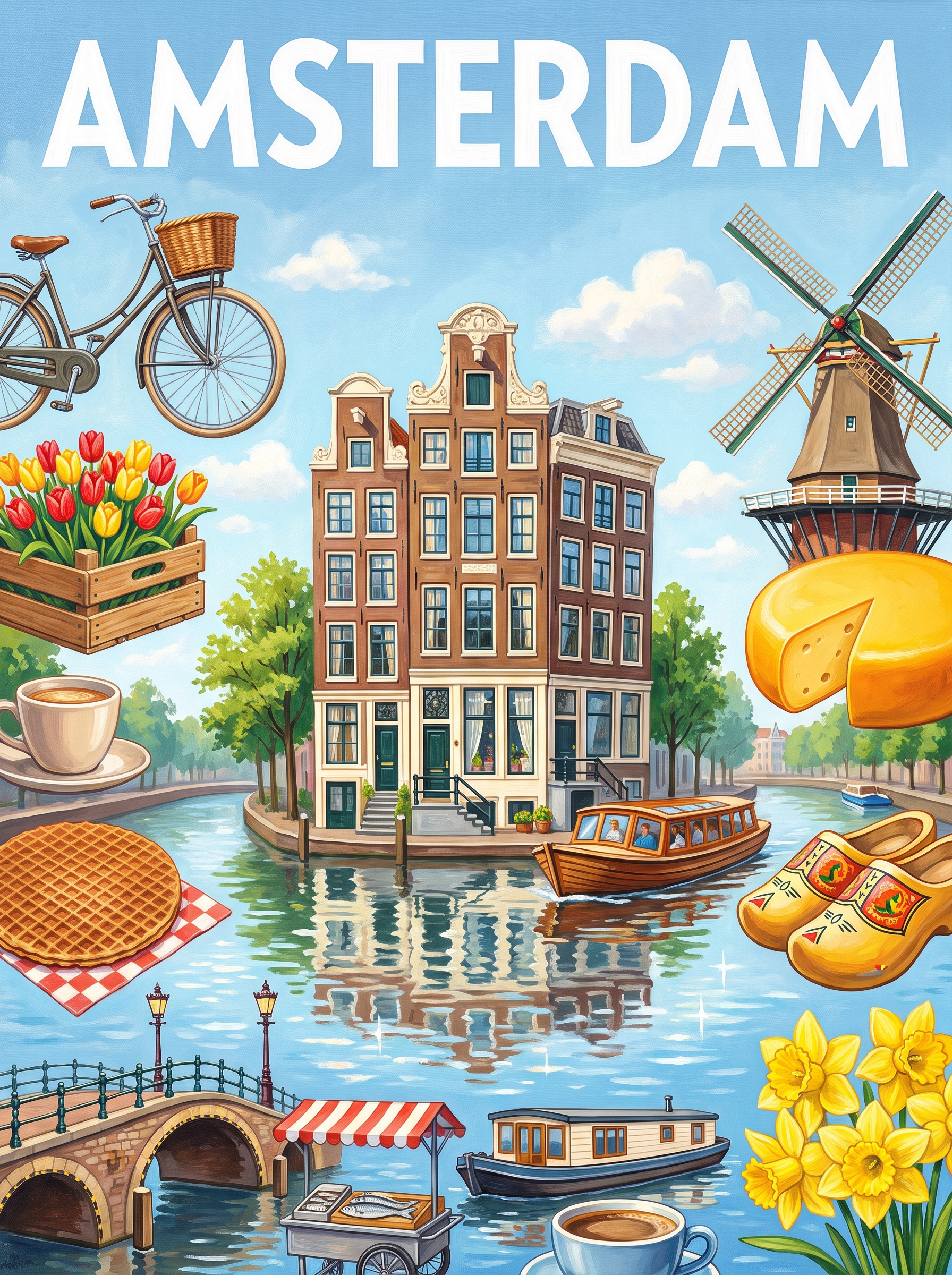 Amsterdam Tulips And Clogs