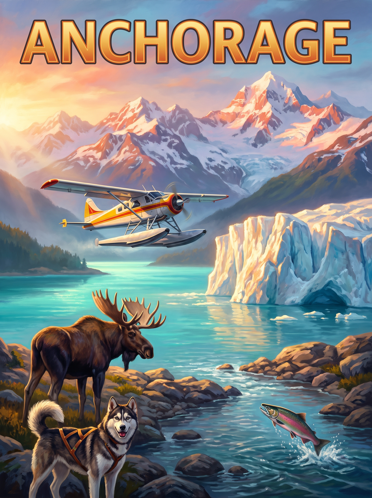 Anchorage Floatplane And Glacier