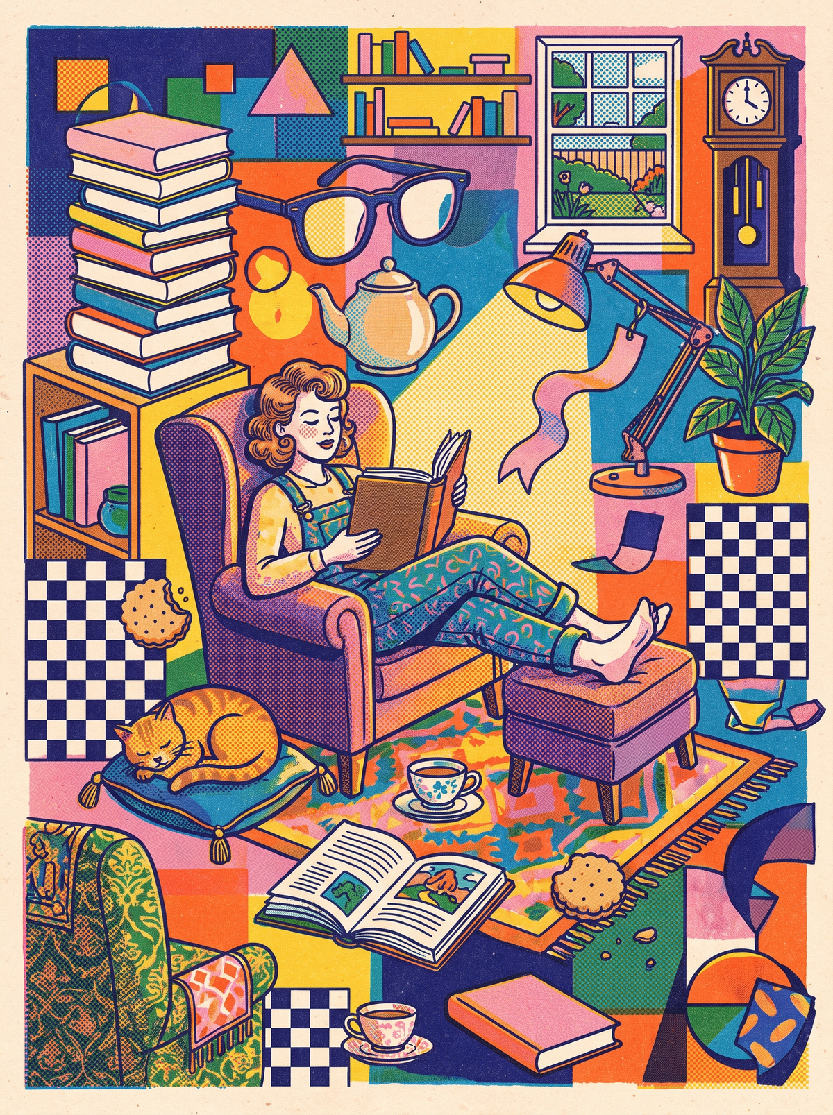 Armchair Reader And Cat