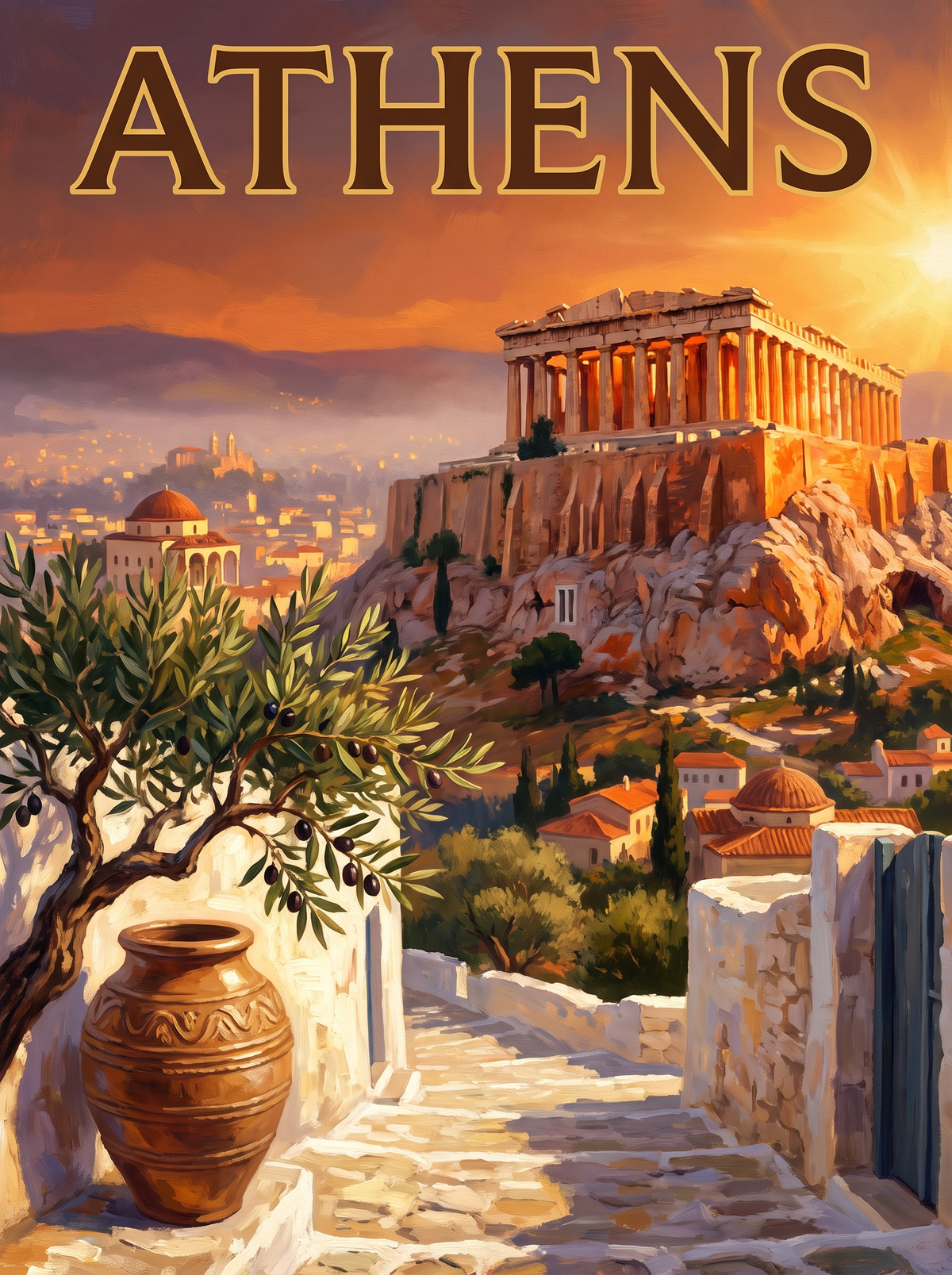 Athens Acropolis Olive Jar