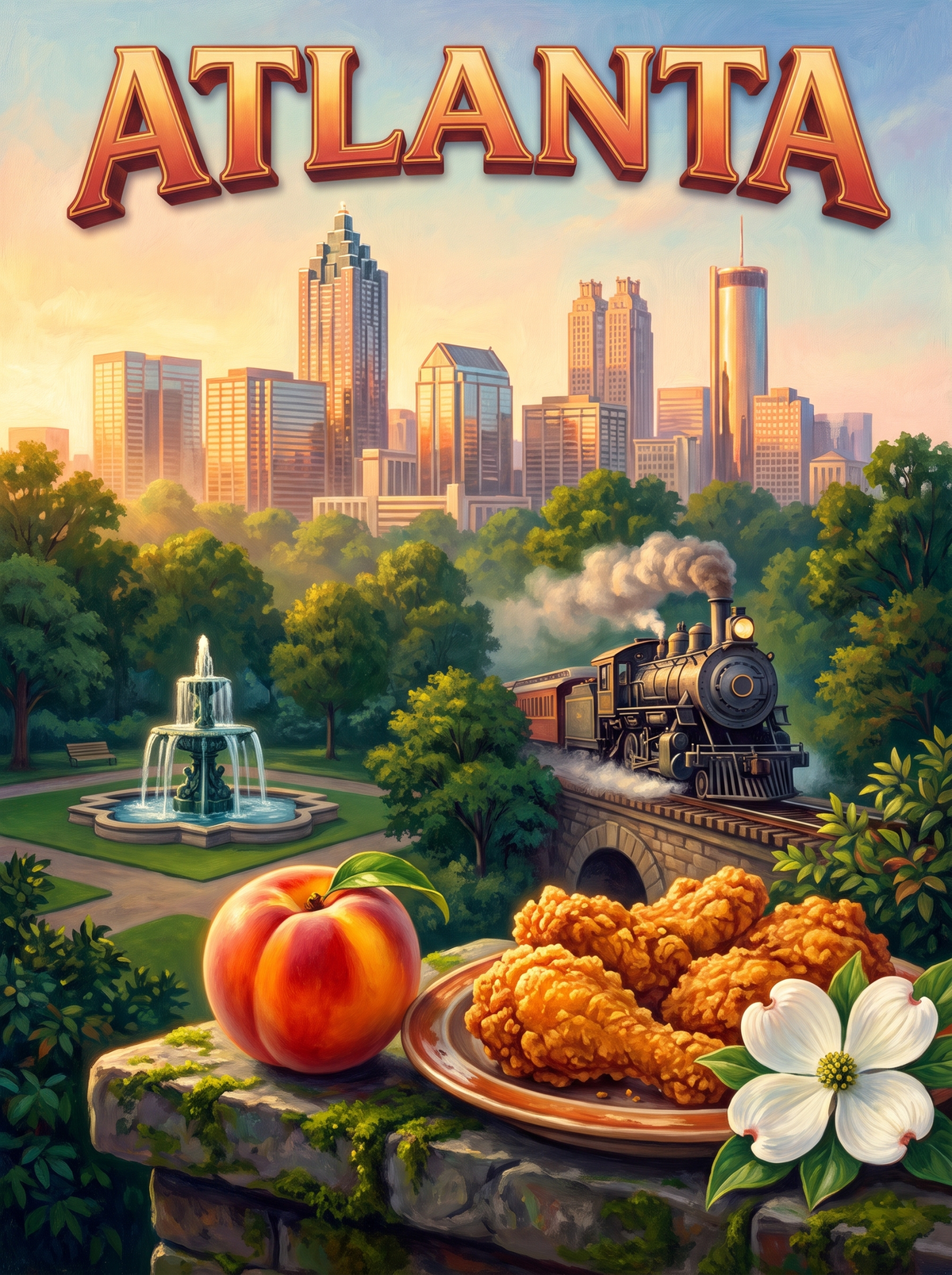 Atlanta Skyline And Peach