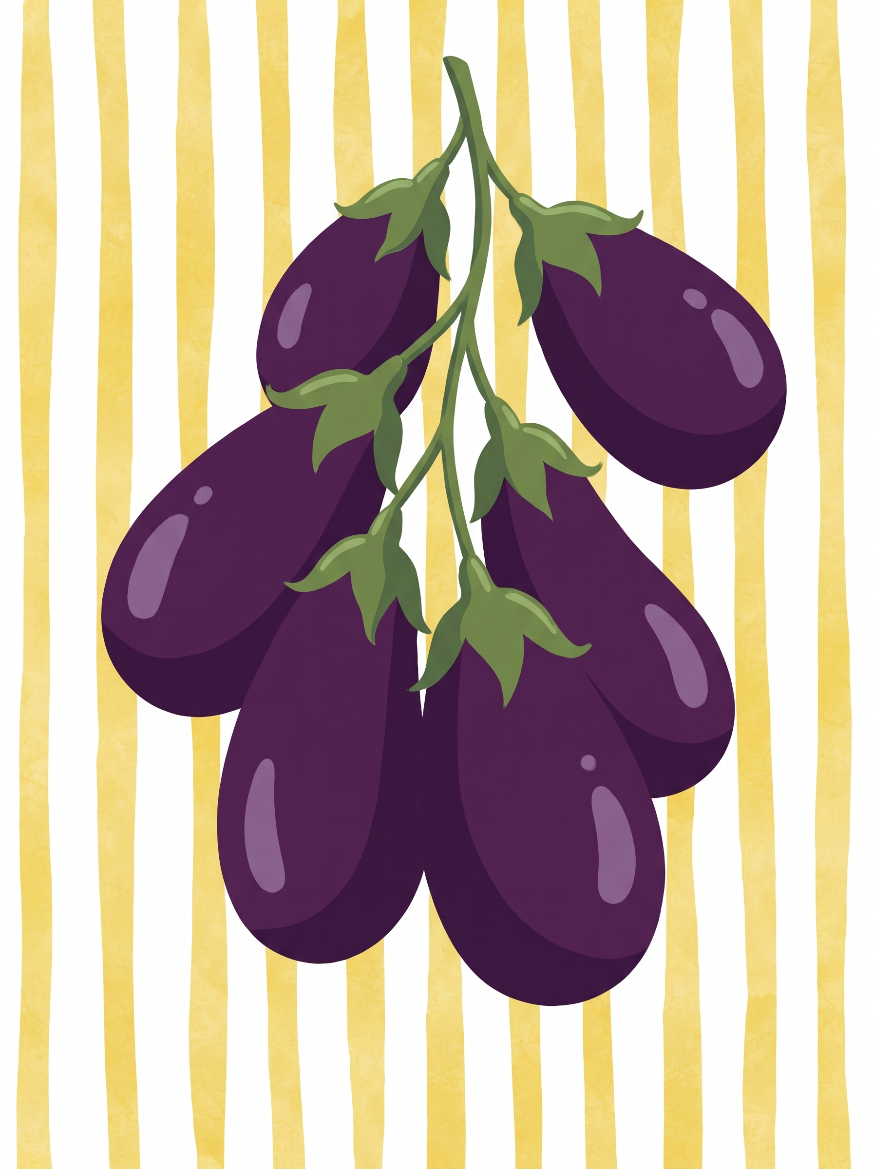 Aubergines On Yellow Stripes