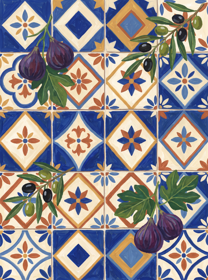 Azulejo Tiles Figs Olives