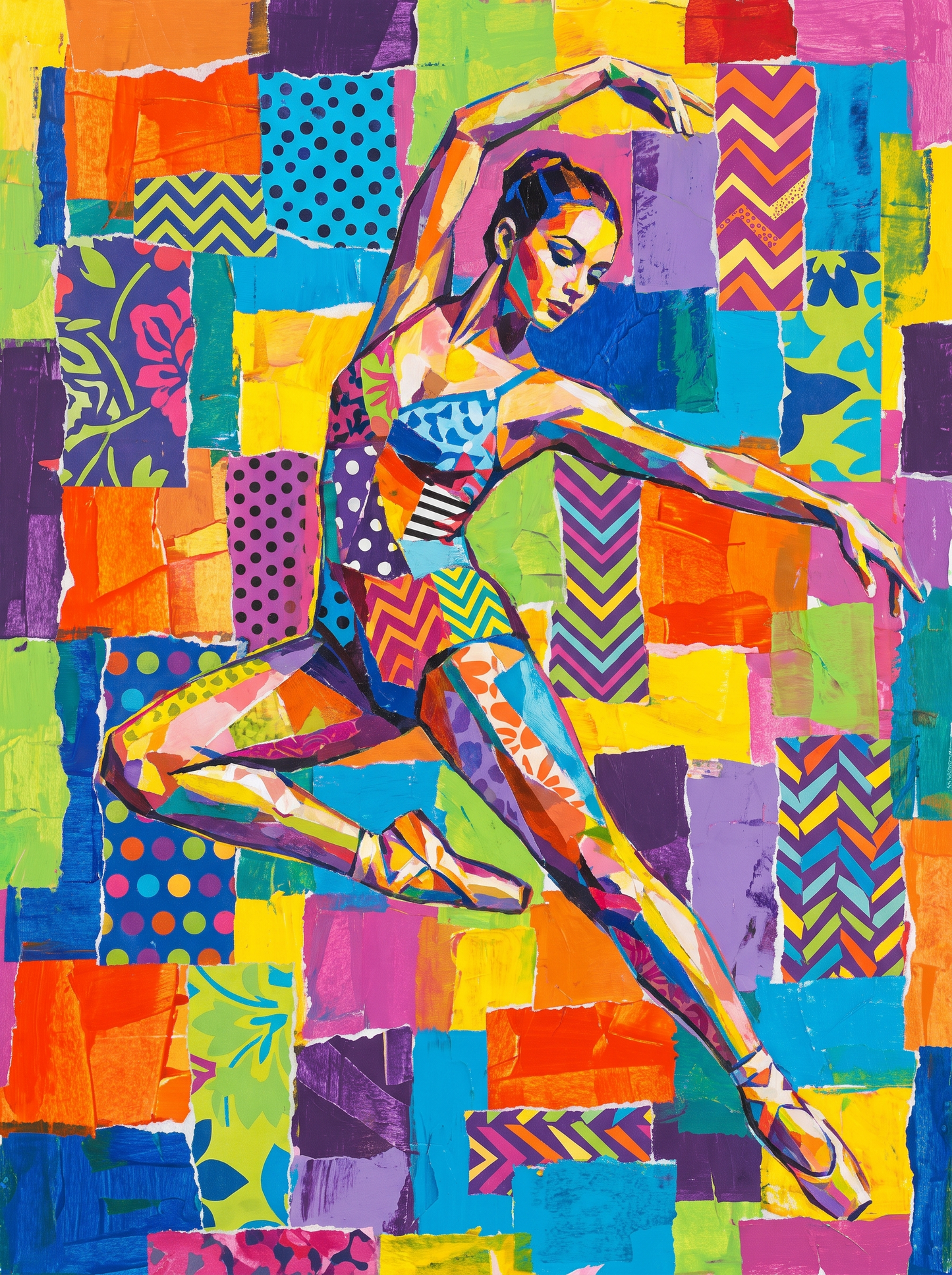 Ballerina On Patchwork Squares