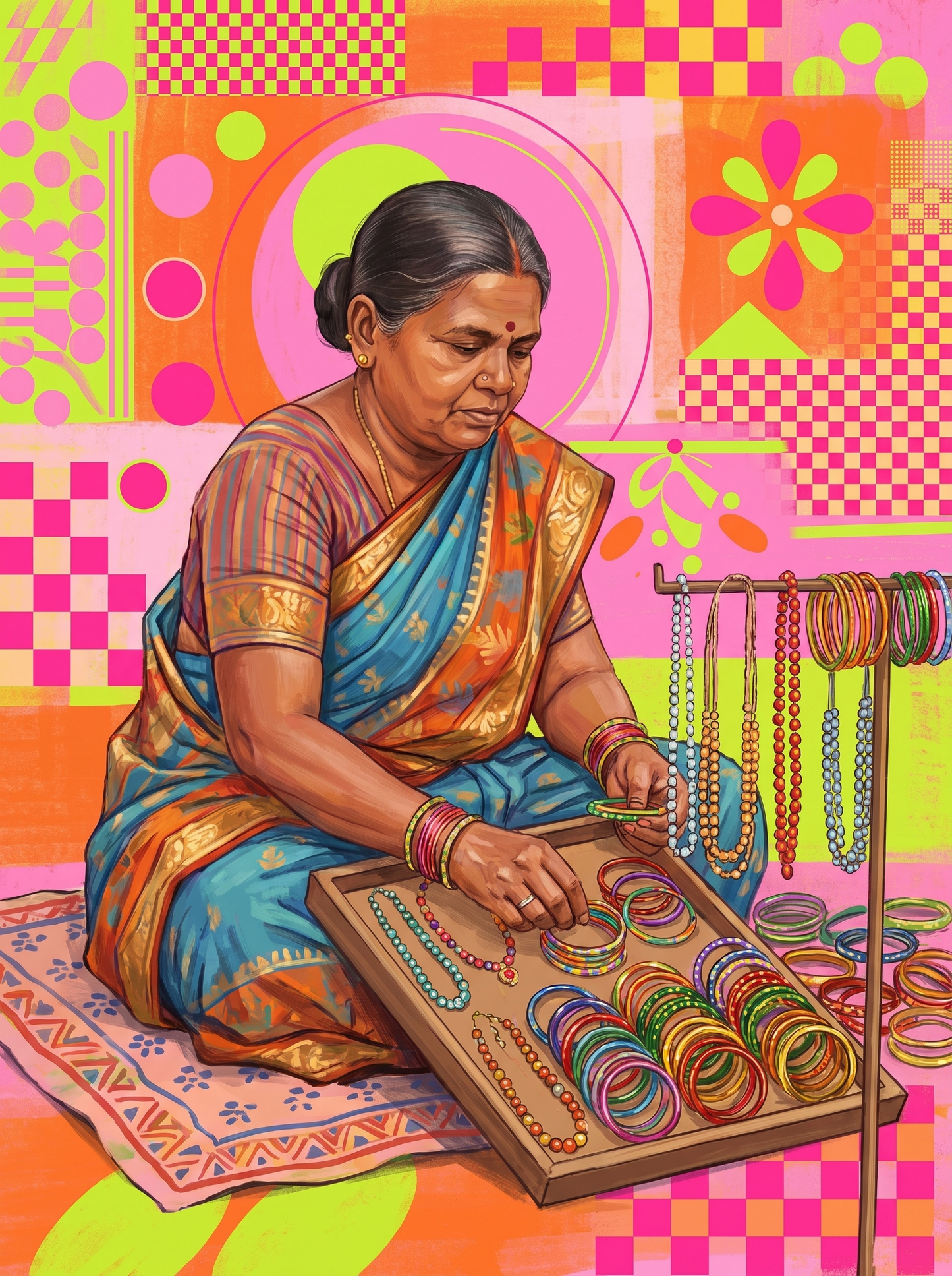 Bangle Seller At Work