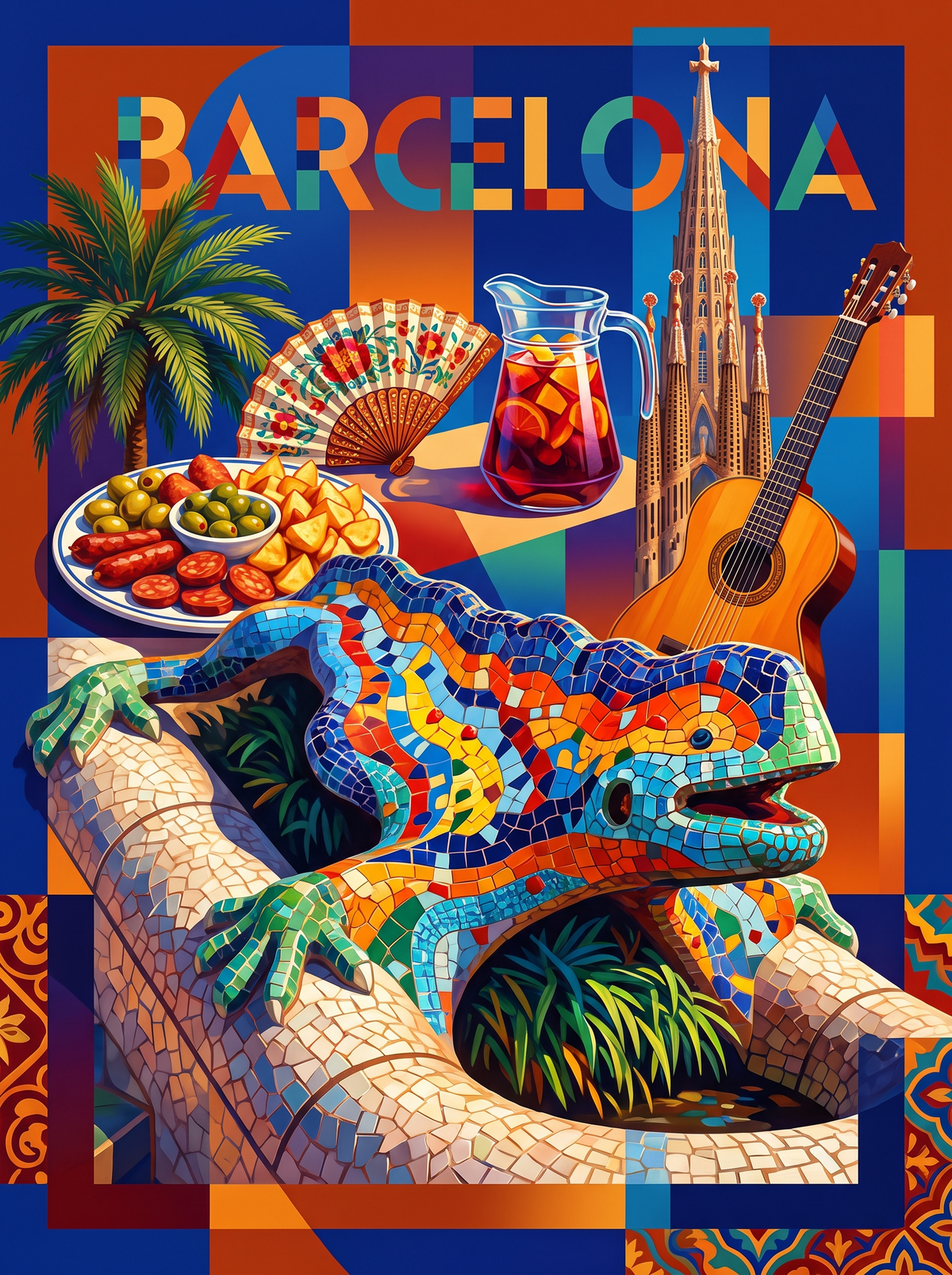 Barcelona Mosaic Lizard