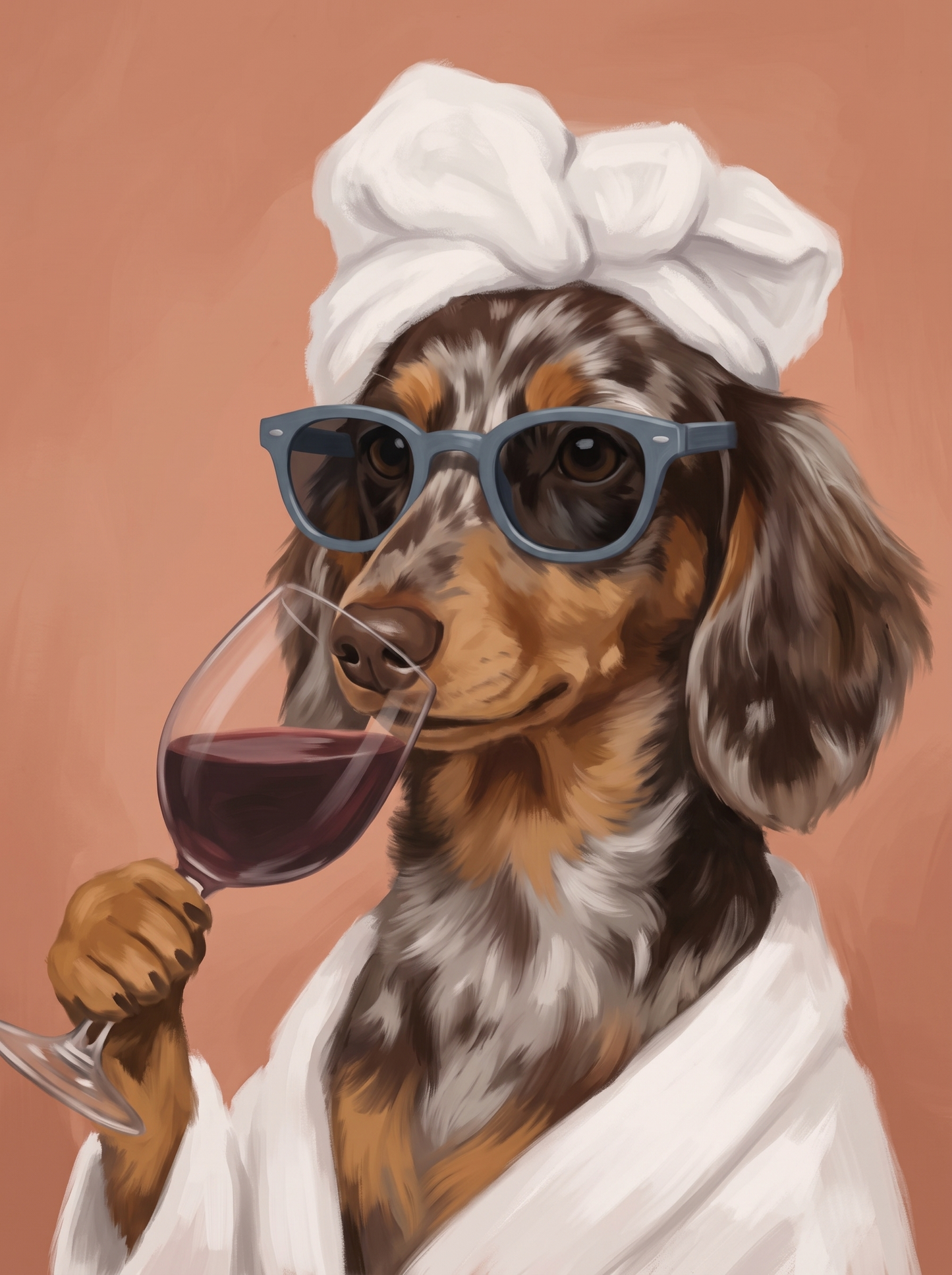 Bathrobe Dachshund Red Wine