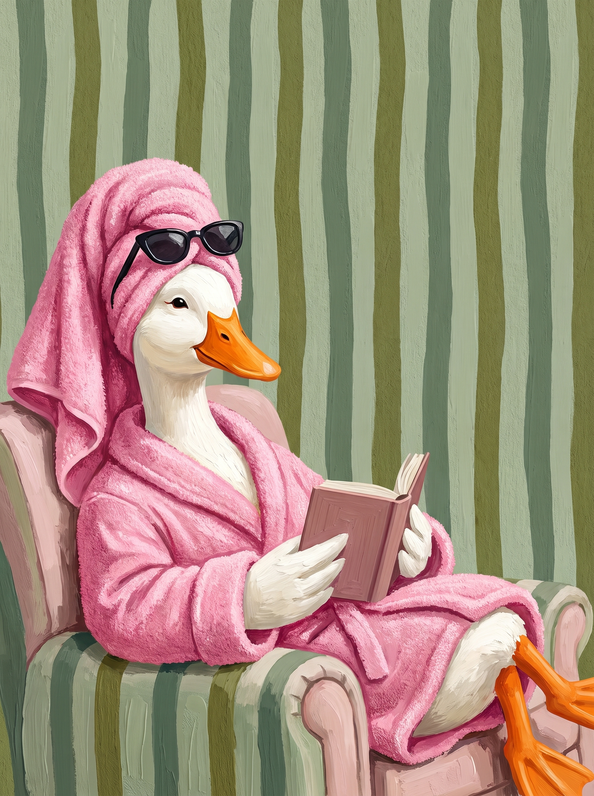 Bathrobe Duck Reading