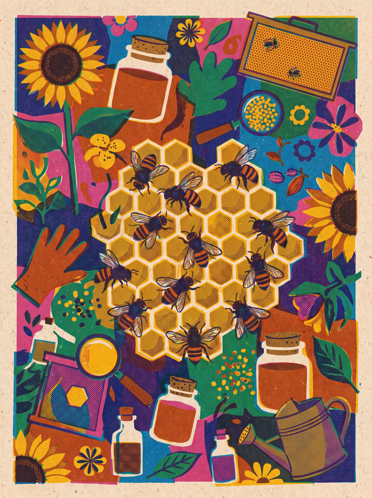 Bees And Honeycomb