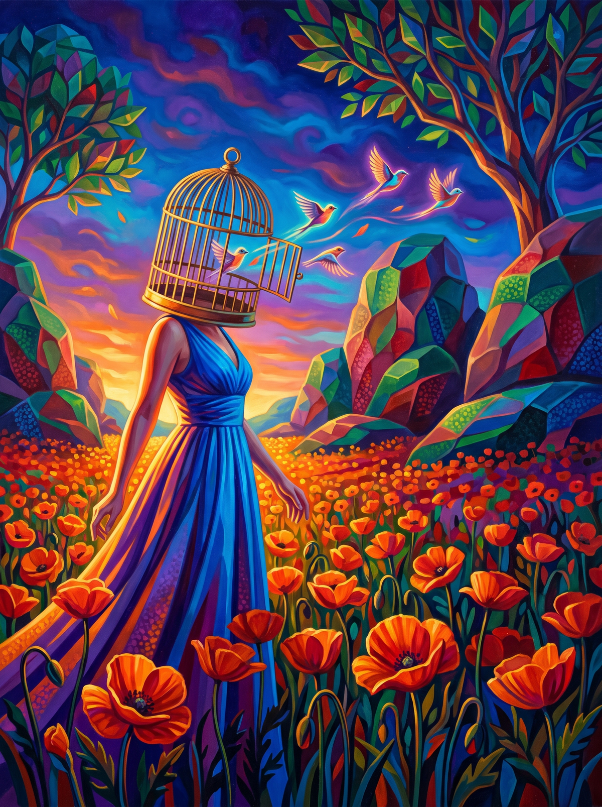 Birdcage Head Poppy Field