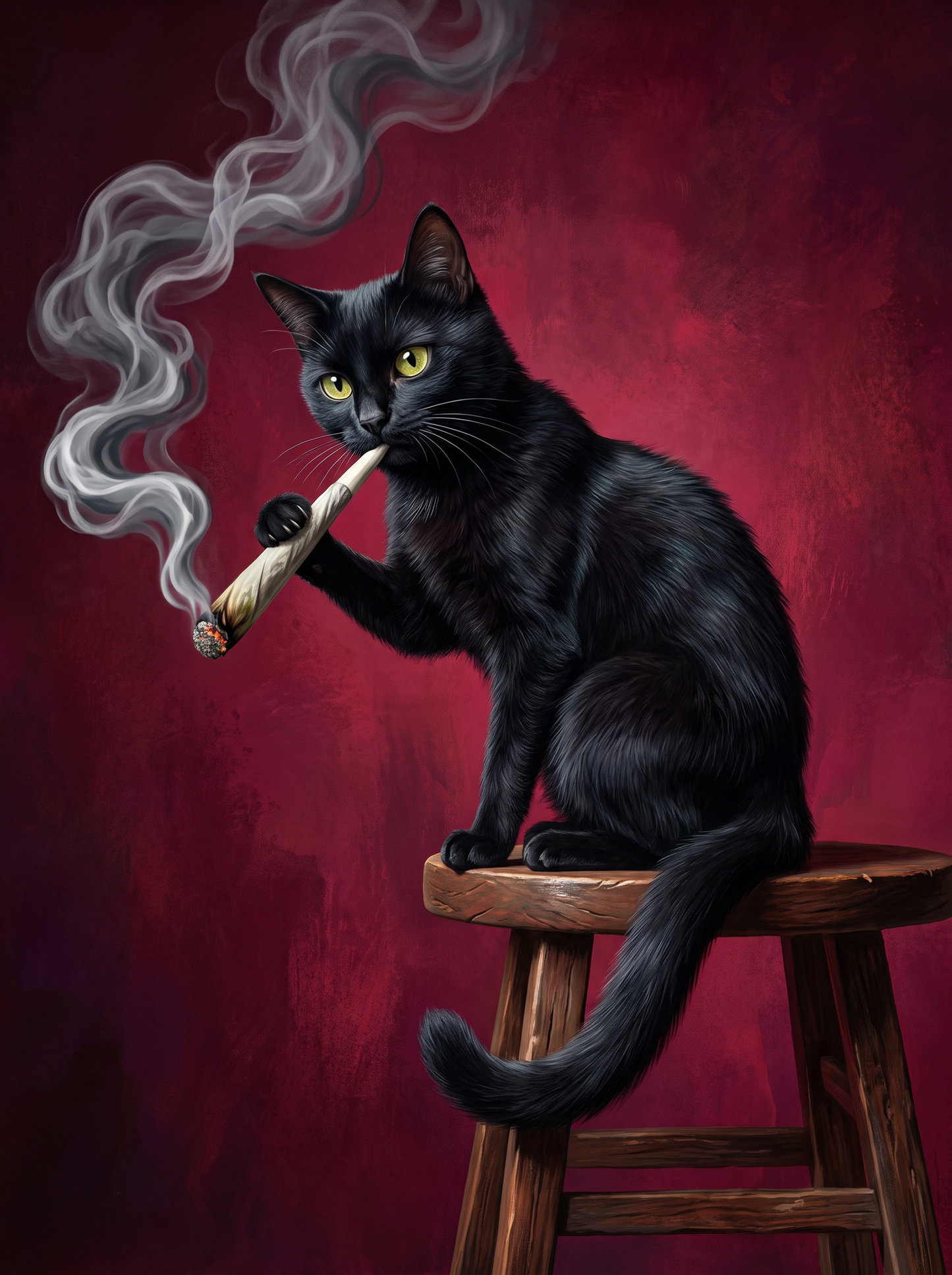 Black Cat On Stool