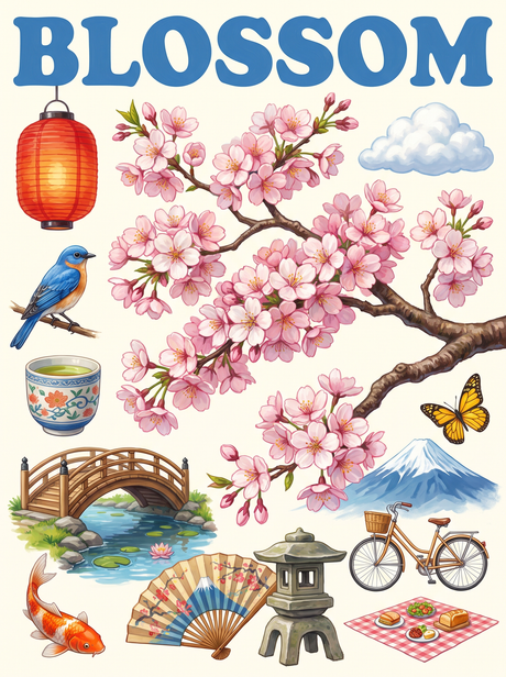 Blossom Branch And Lantern (150 Color Diamond Painting)