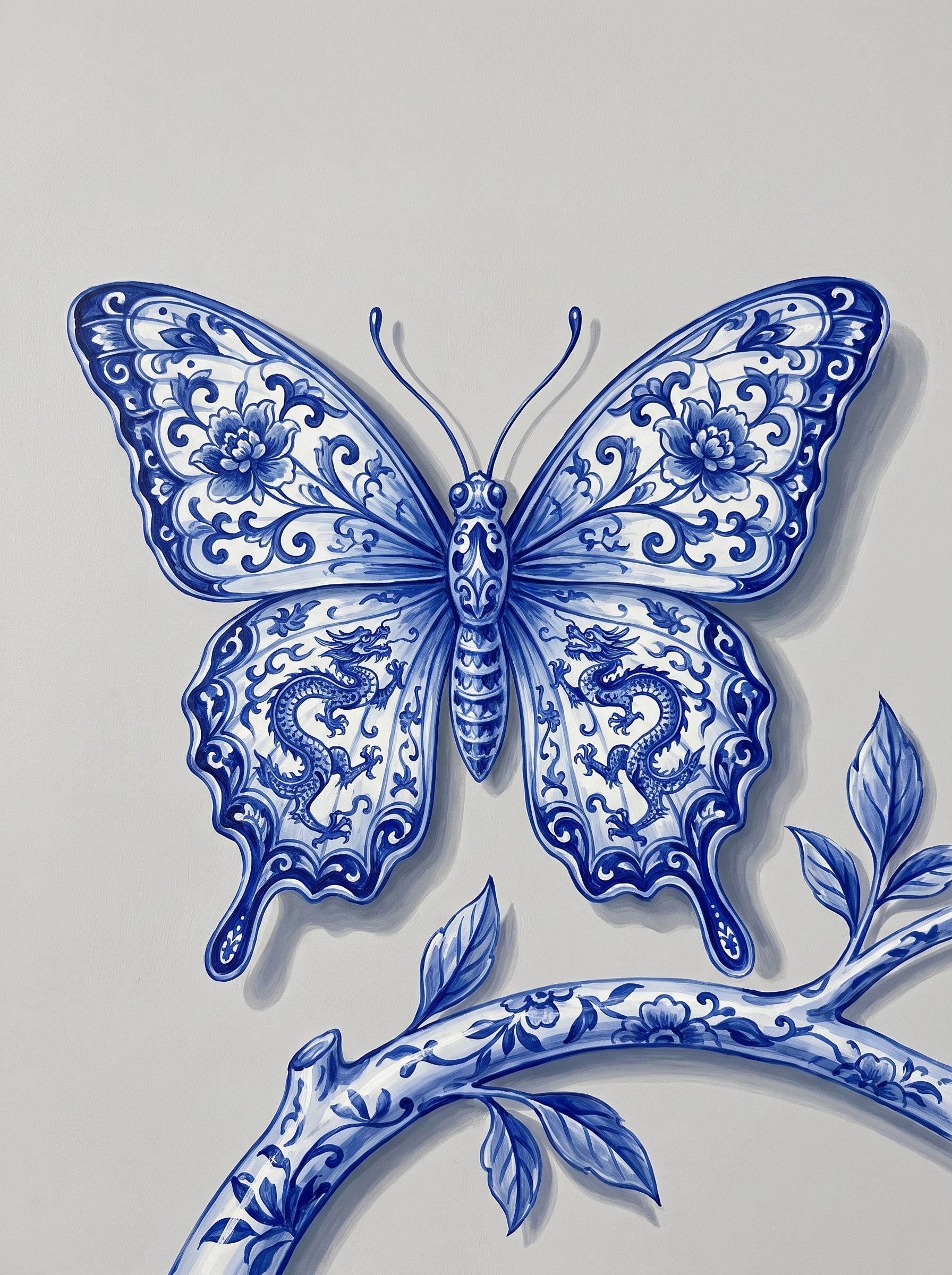 Blue Butterfly On Branch