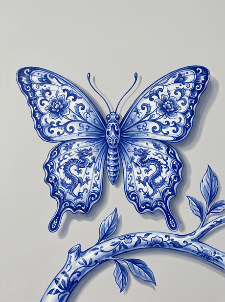Blue Butterfly On Branch