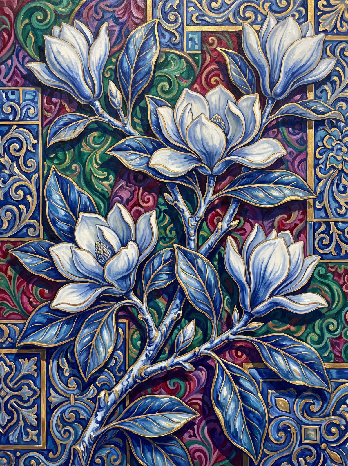Blue Porcelain Magnolias