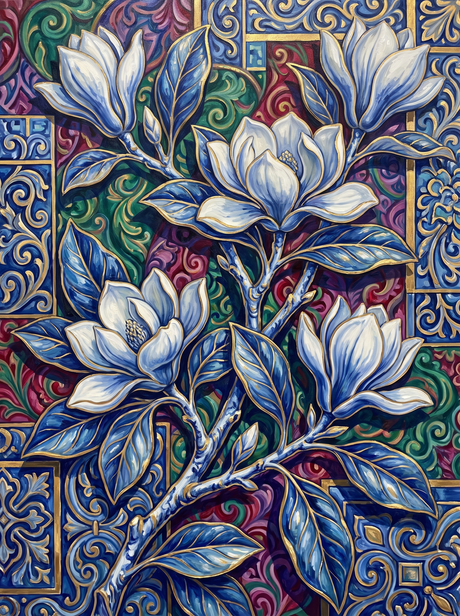 Blue Porcelain Magnolias