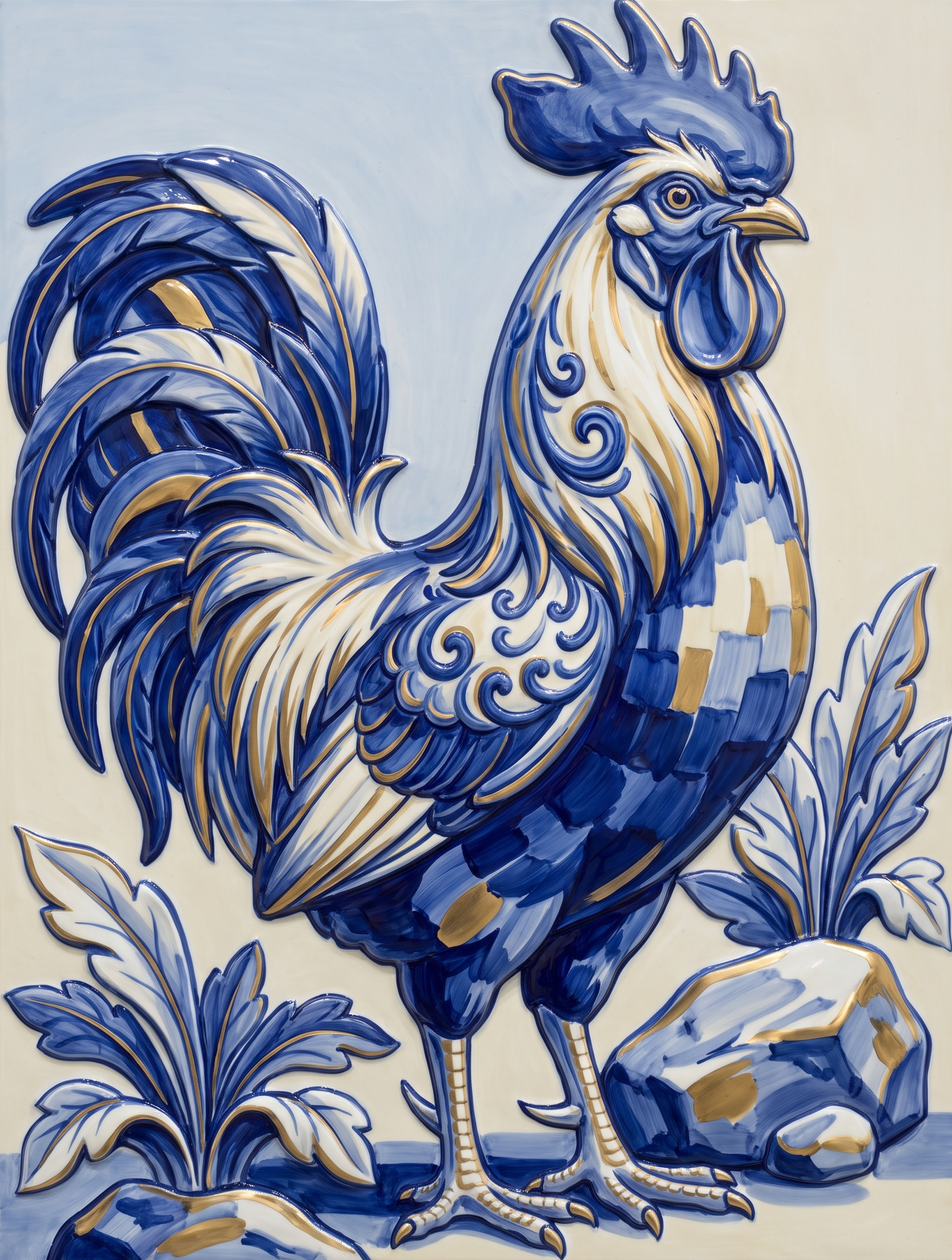 Blue Tile Rooster