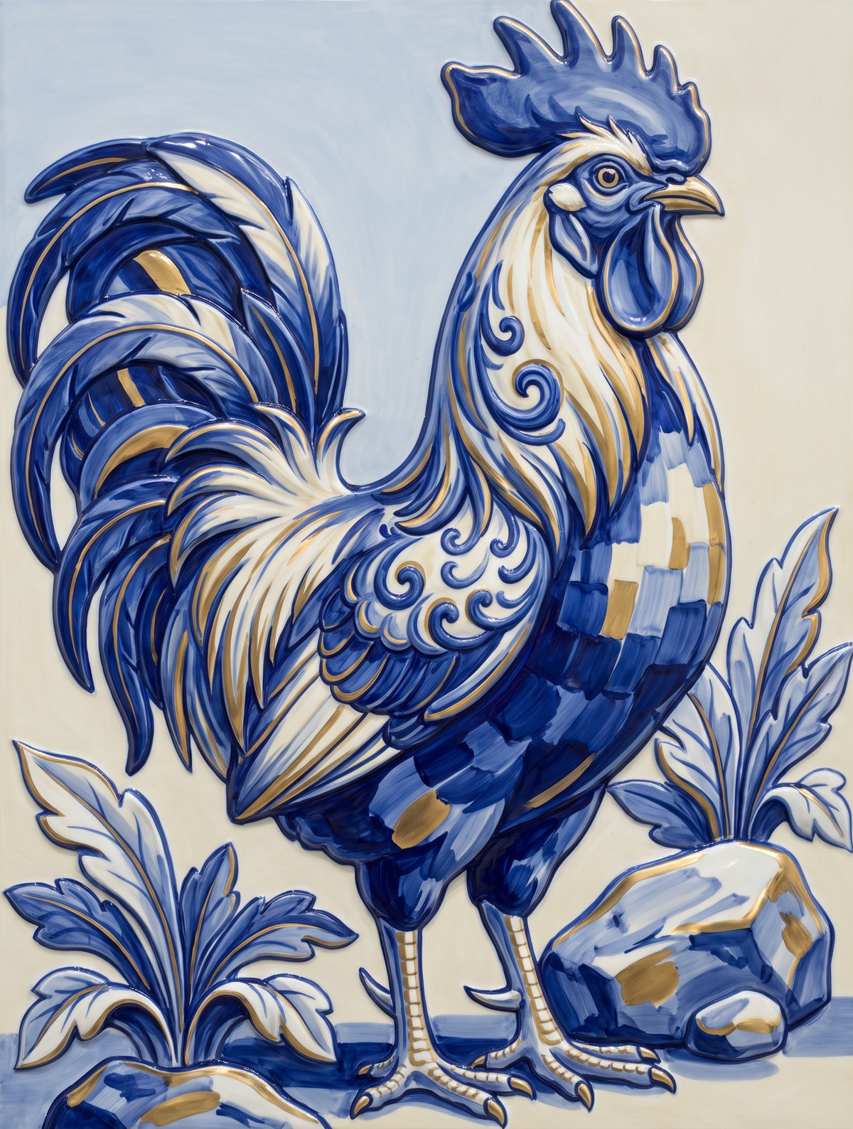 Blue Tile Rooster