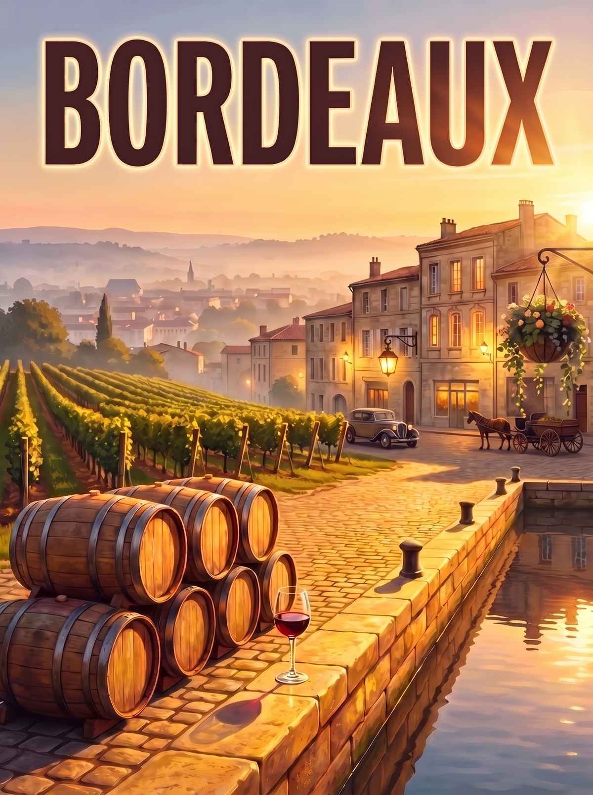 Bordeaux Vineyard Barrels