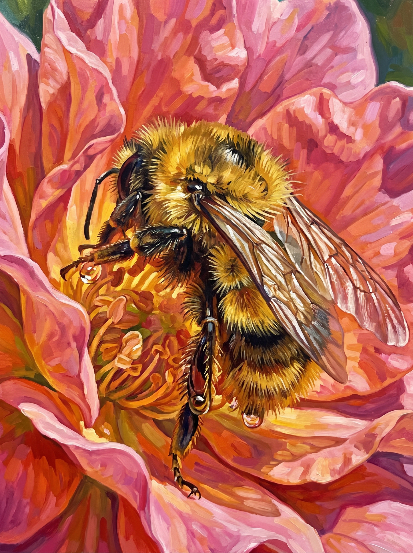 Bumblebee On Pink Peony