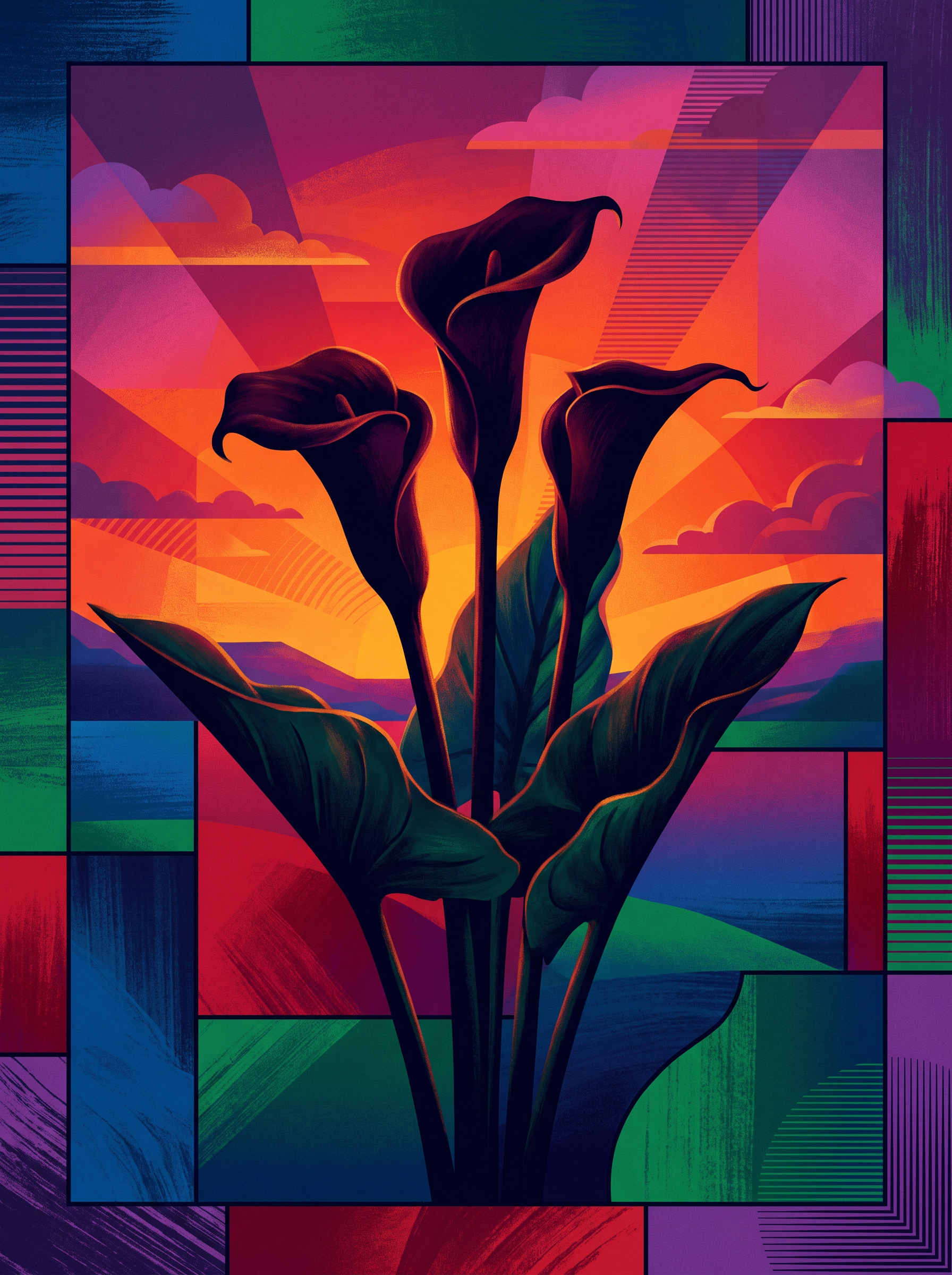 Calla Lilies At Sundown