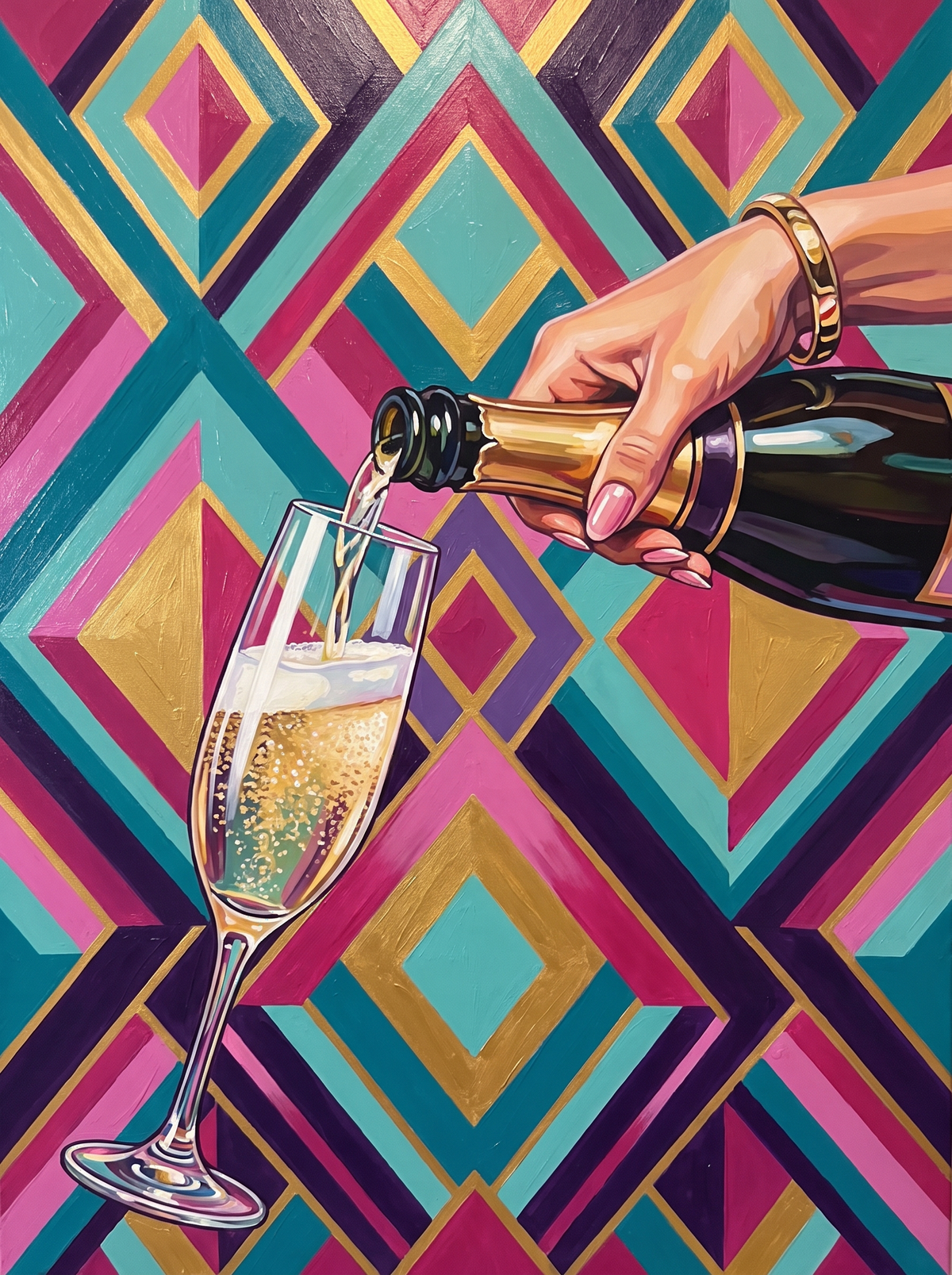 Champagne Pour Art Deco