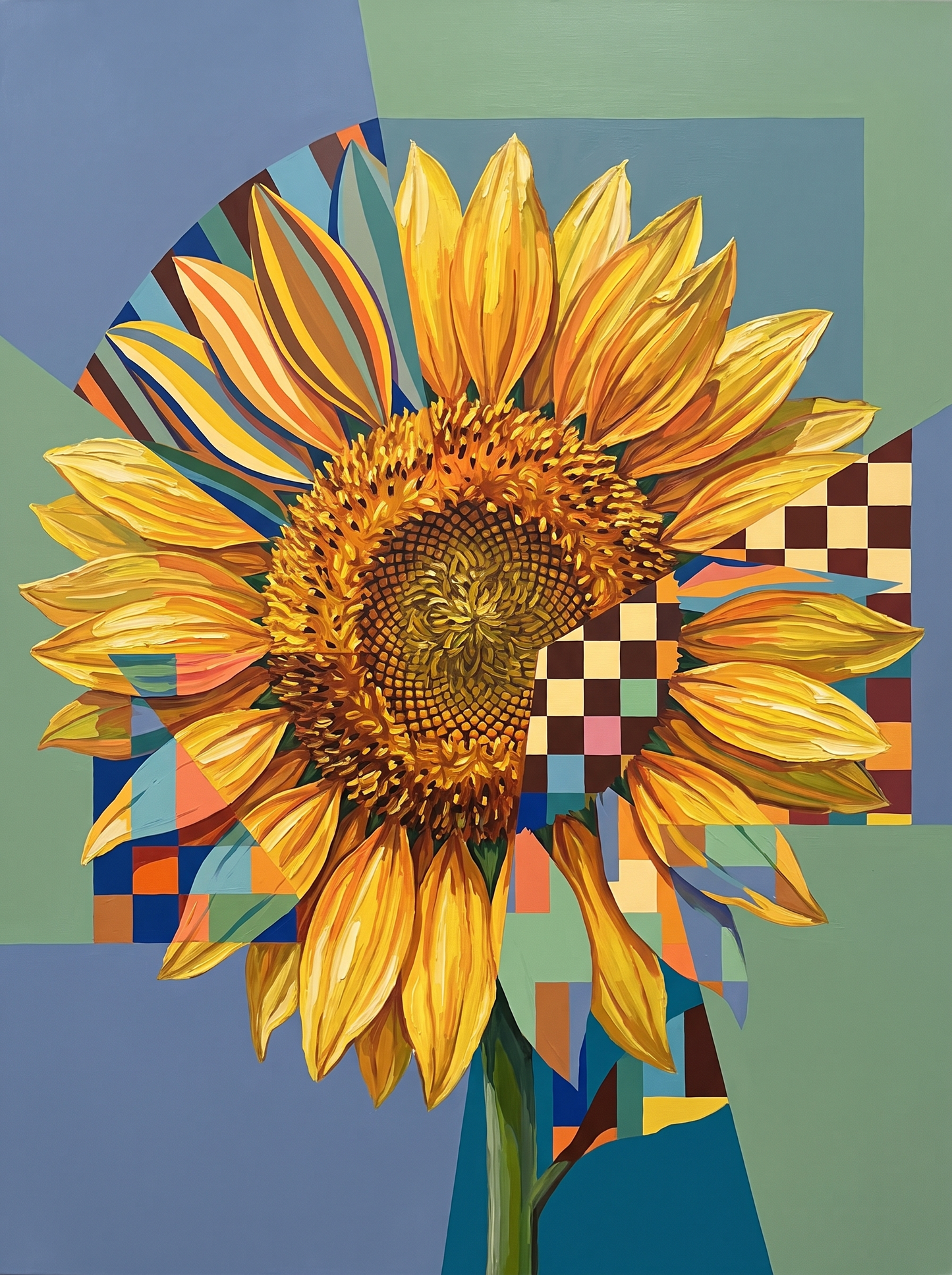 Checkerboard Sunflower Bloom