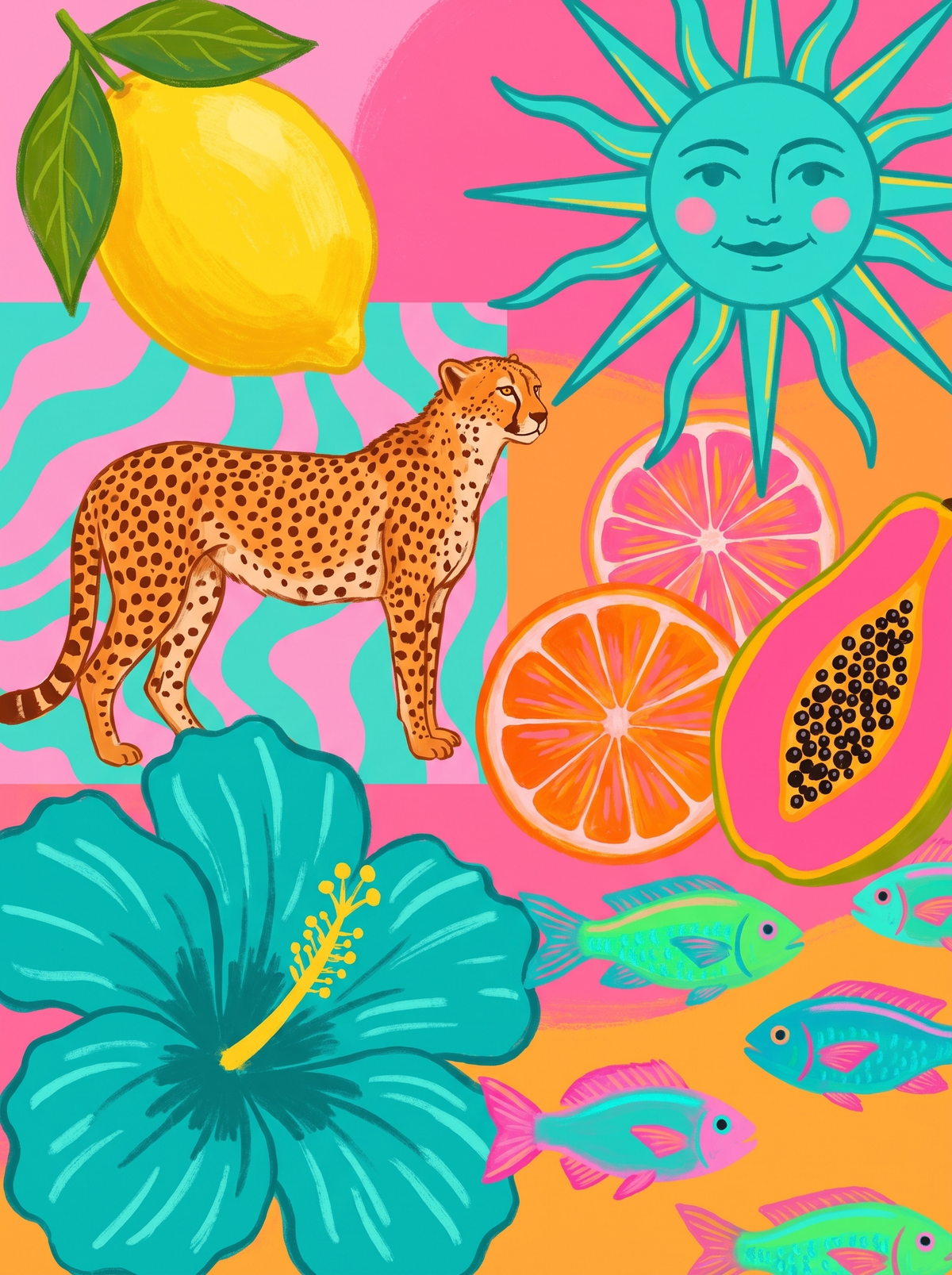 Cheetah Teal Sun Hibiscus