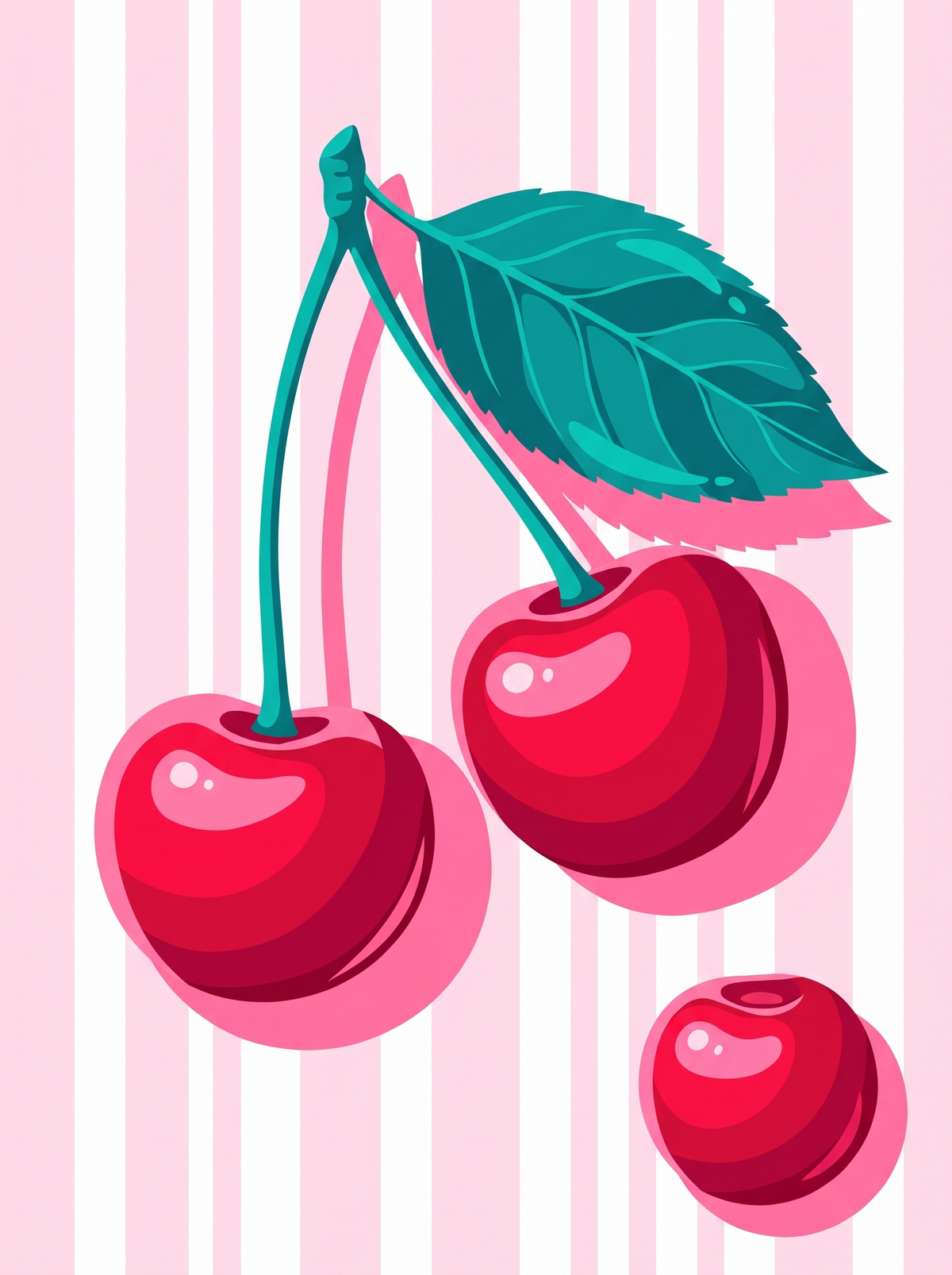 Cherries On Pink Stripes