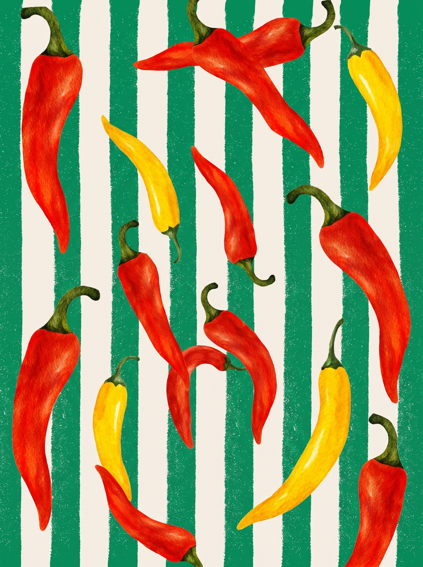 Chilli Peppers Green Stripes