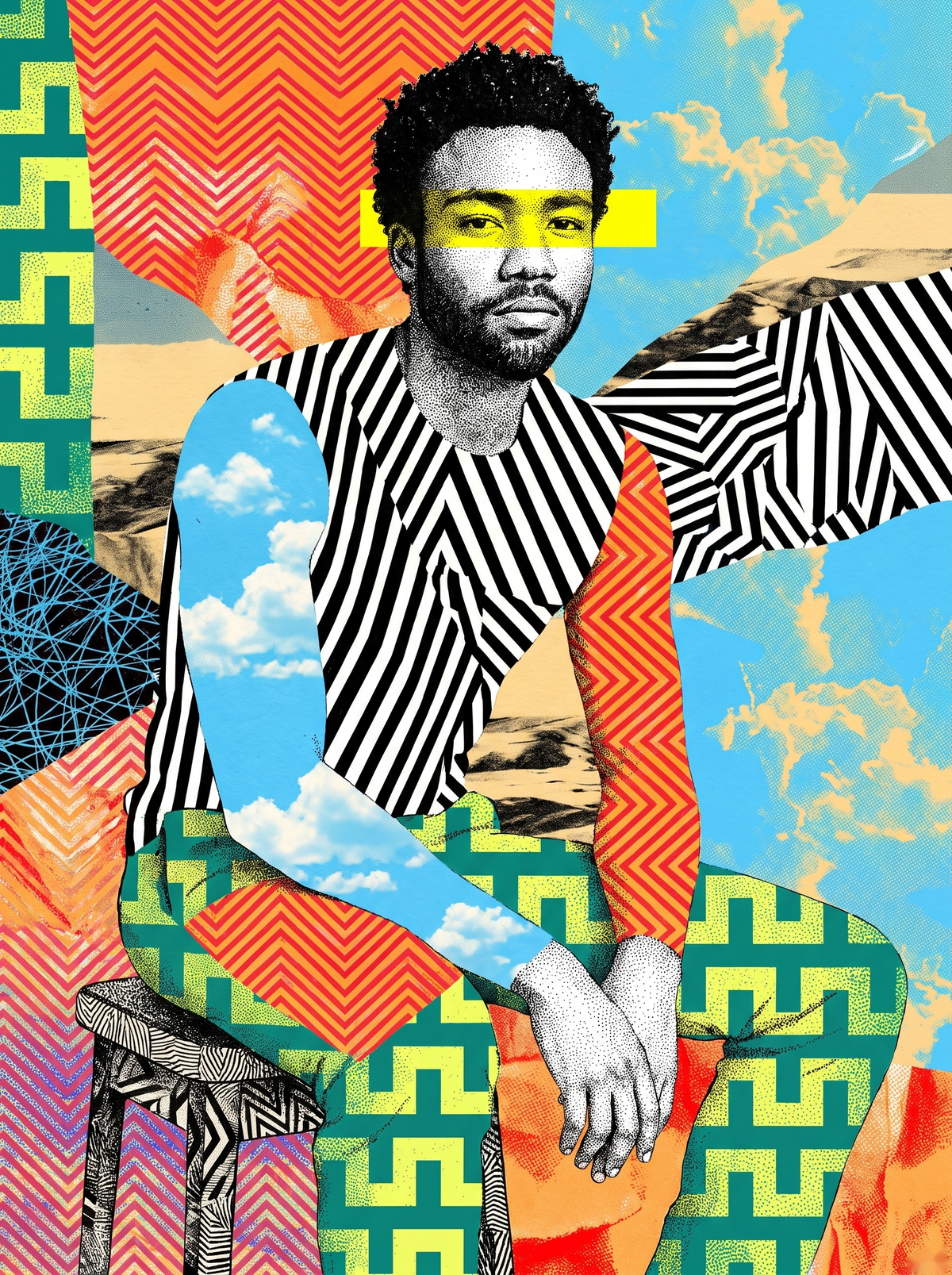 Cloud Cutout Seated Man