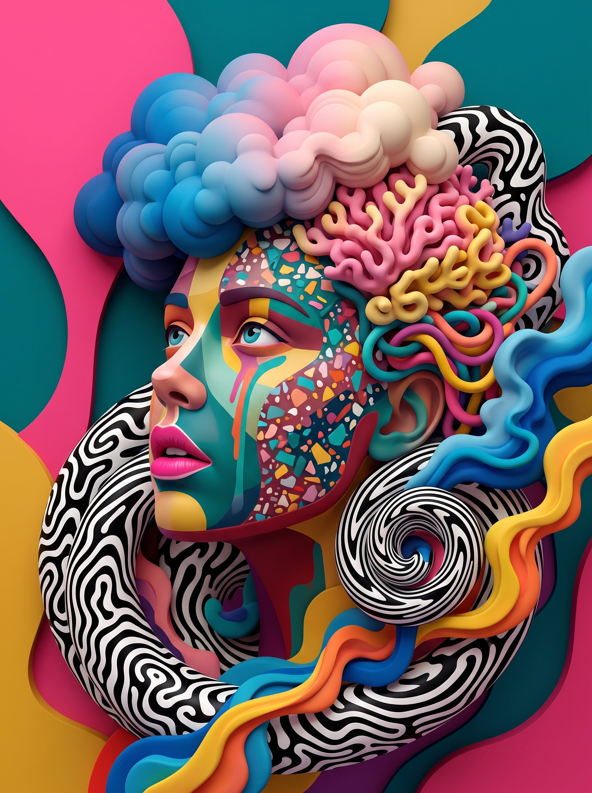 Cloud Hair Sculpted Face