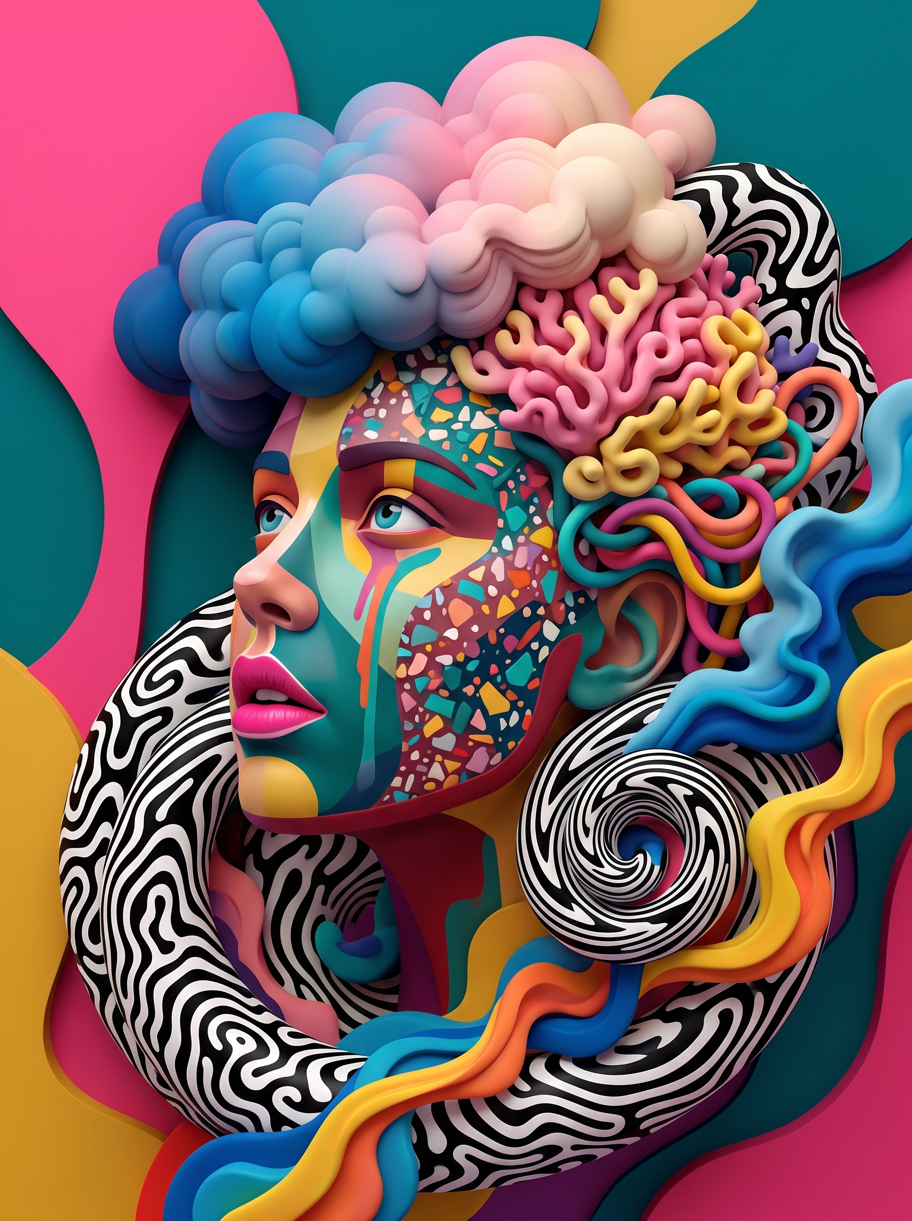 Cloud Hair Sculpted Face